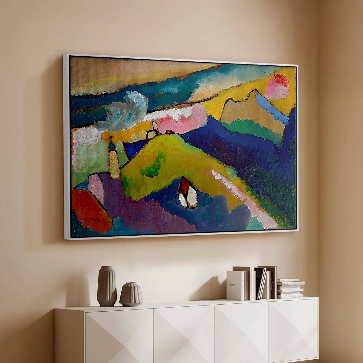 Murnau Mountain Landscape with Church, 1910 - Floater Framed Canvas Print