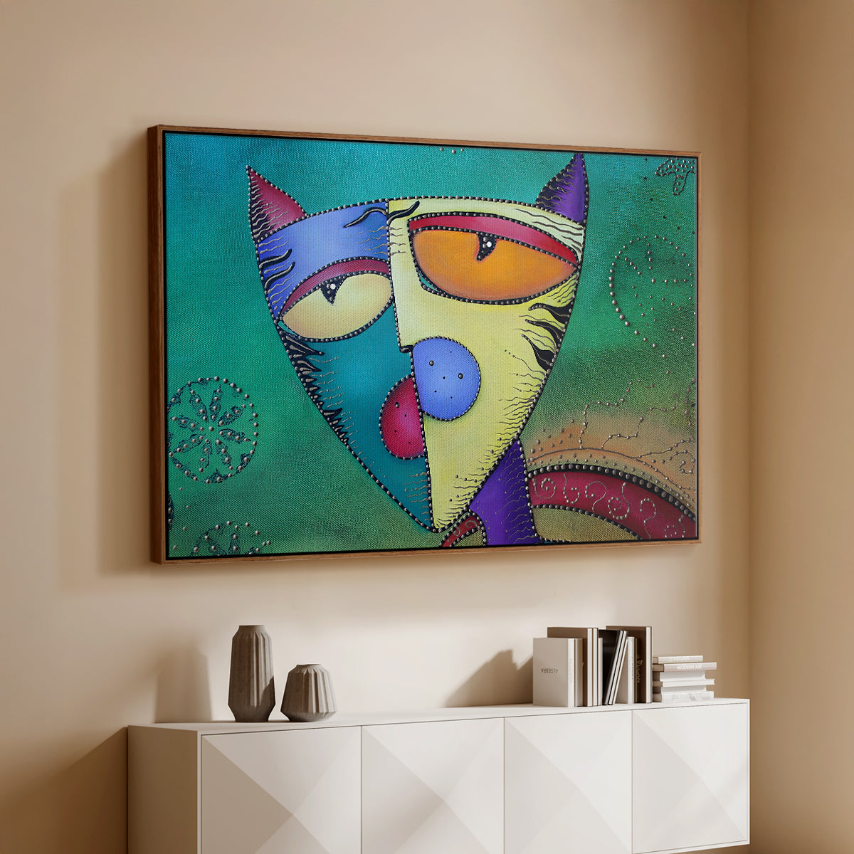 Celestial Cat - Floater Framed Canvas Print