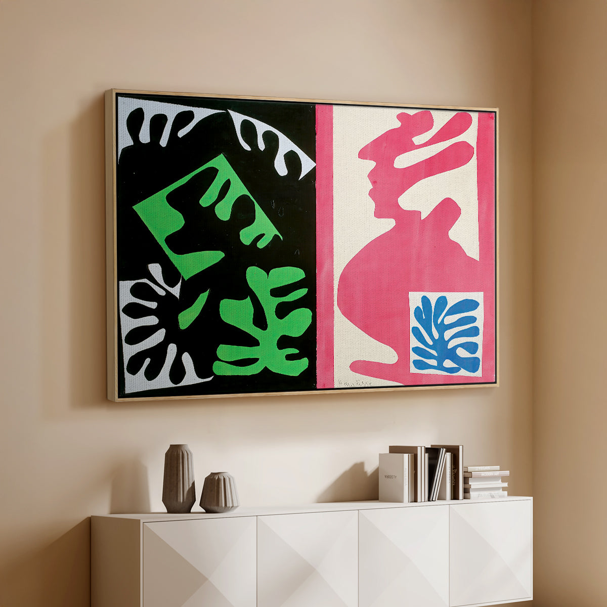 Composition, Black and Red, from Jazz, 1947 - Floater Framed Canvas Print