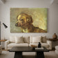 Canvas art print featuring an intimate animal study with soft lighting, displayed in a spacious living room