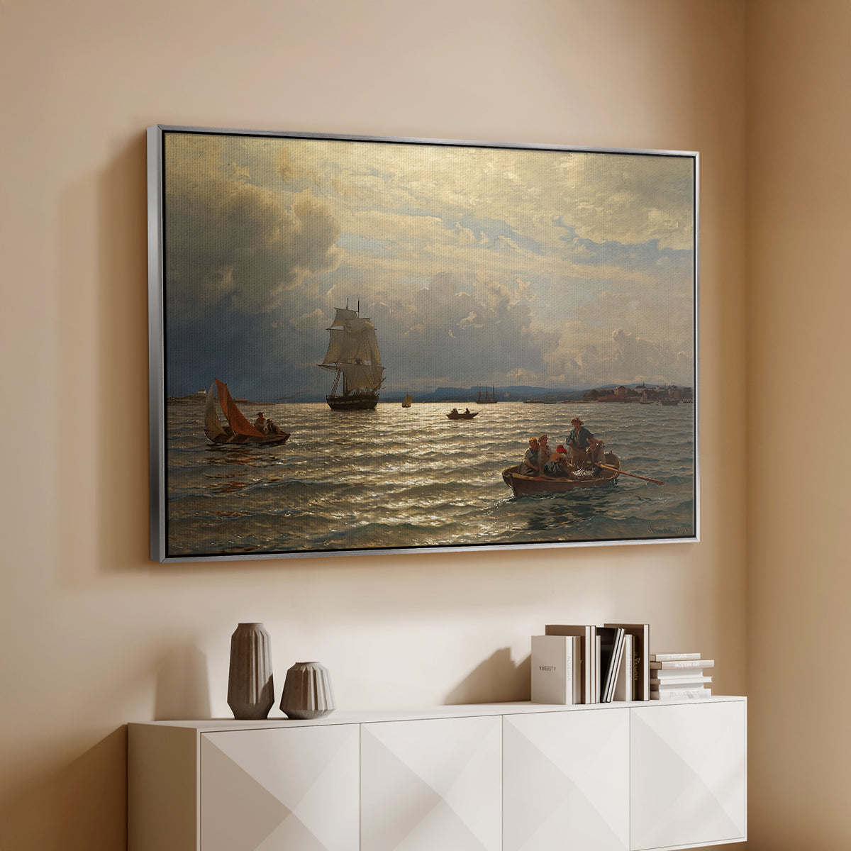 From the Inlet of Oslo, 1874 - Floater Framed Canvas Print