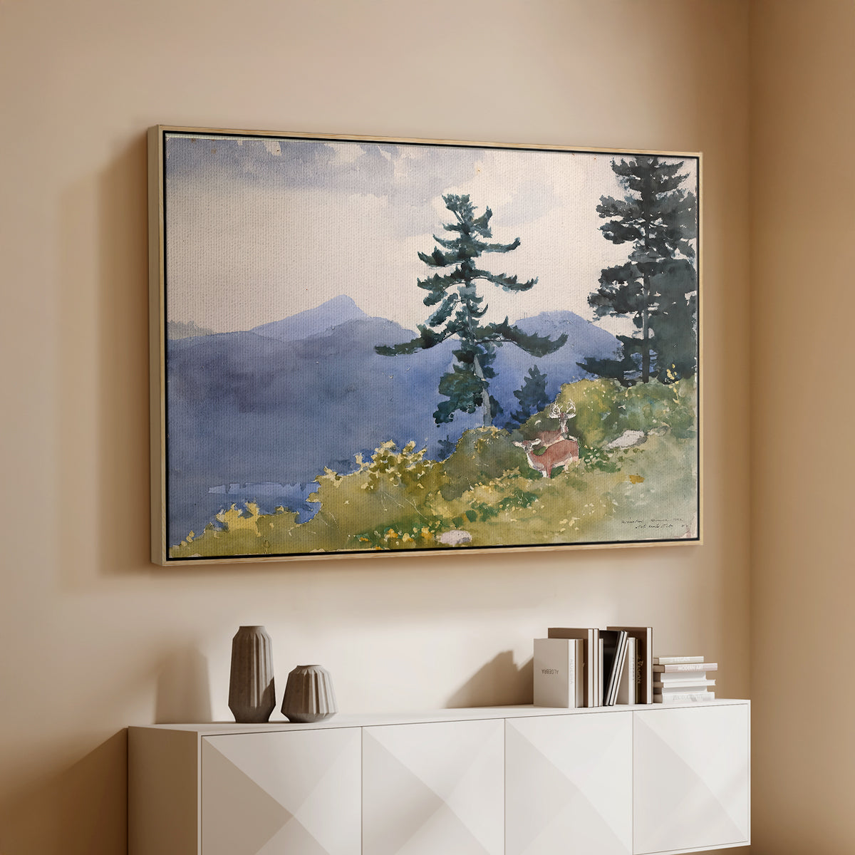 North Woods Club, Adirondacks, 1892 - Floater Framed Canvas Print