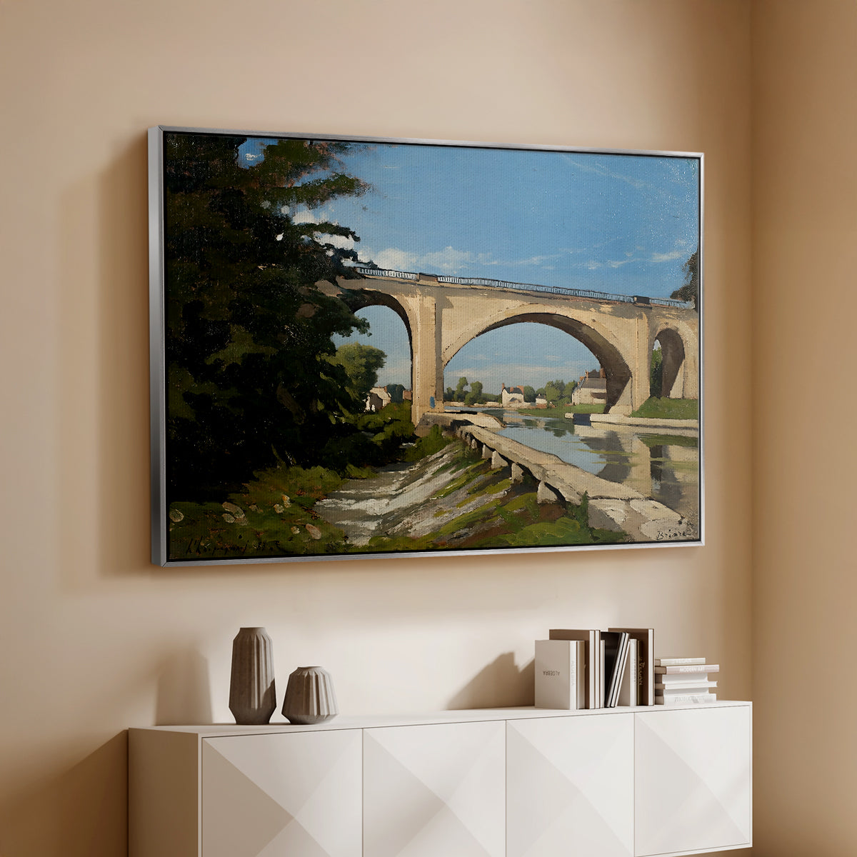 The Railroad Bridge at Briare, 1888 - Floater Framed Canvas Print