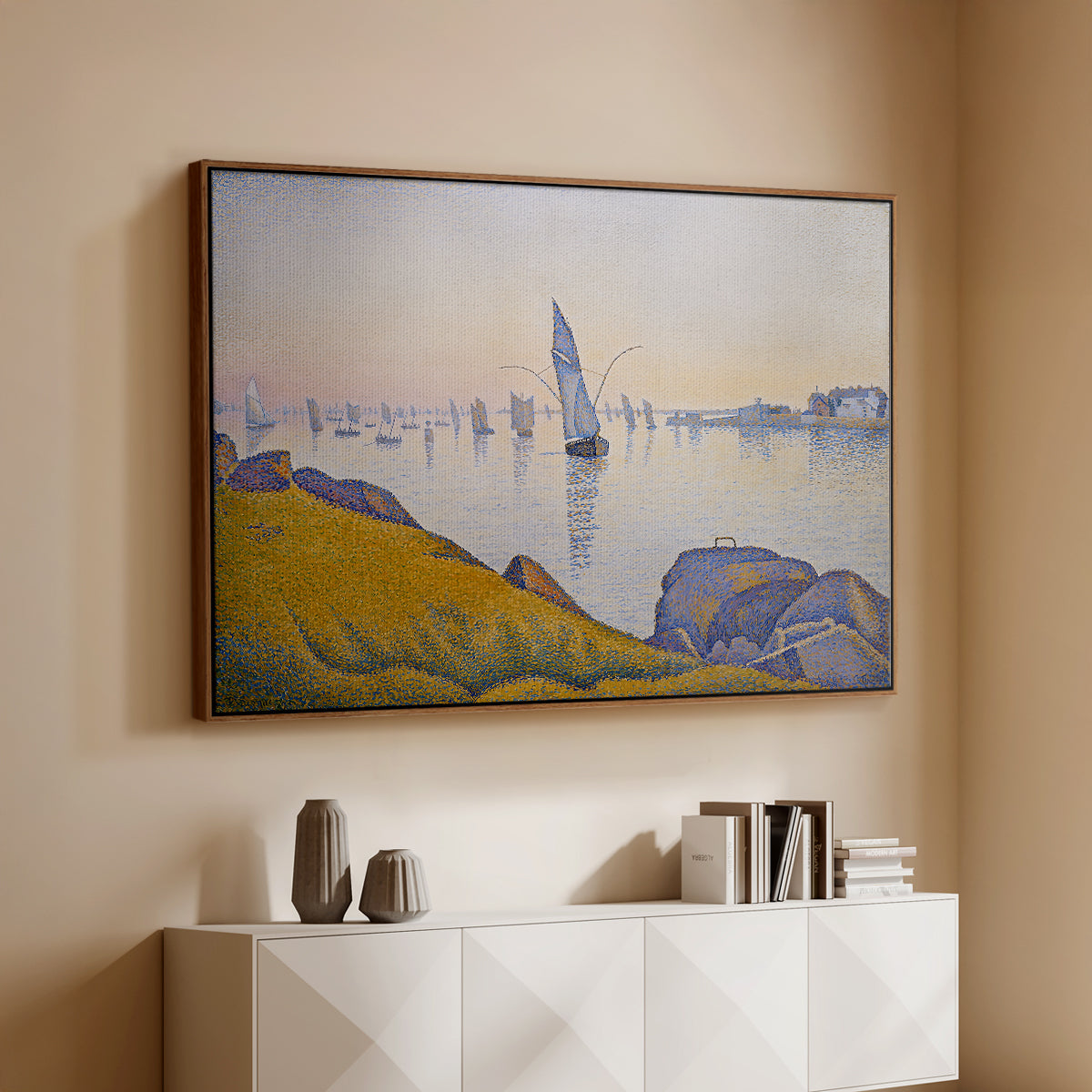 Evening Calm, Concarneau, Opus 220, 1891 - Floater Framed Canvas Print