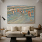 Canvas art print featuring an impressionist composition capturing motion and sunlight, displayed in a spacious living room