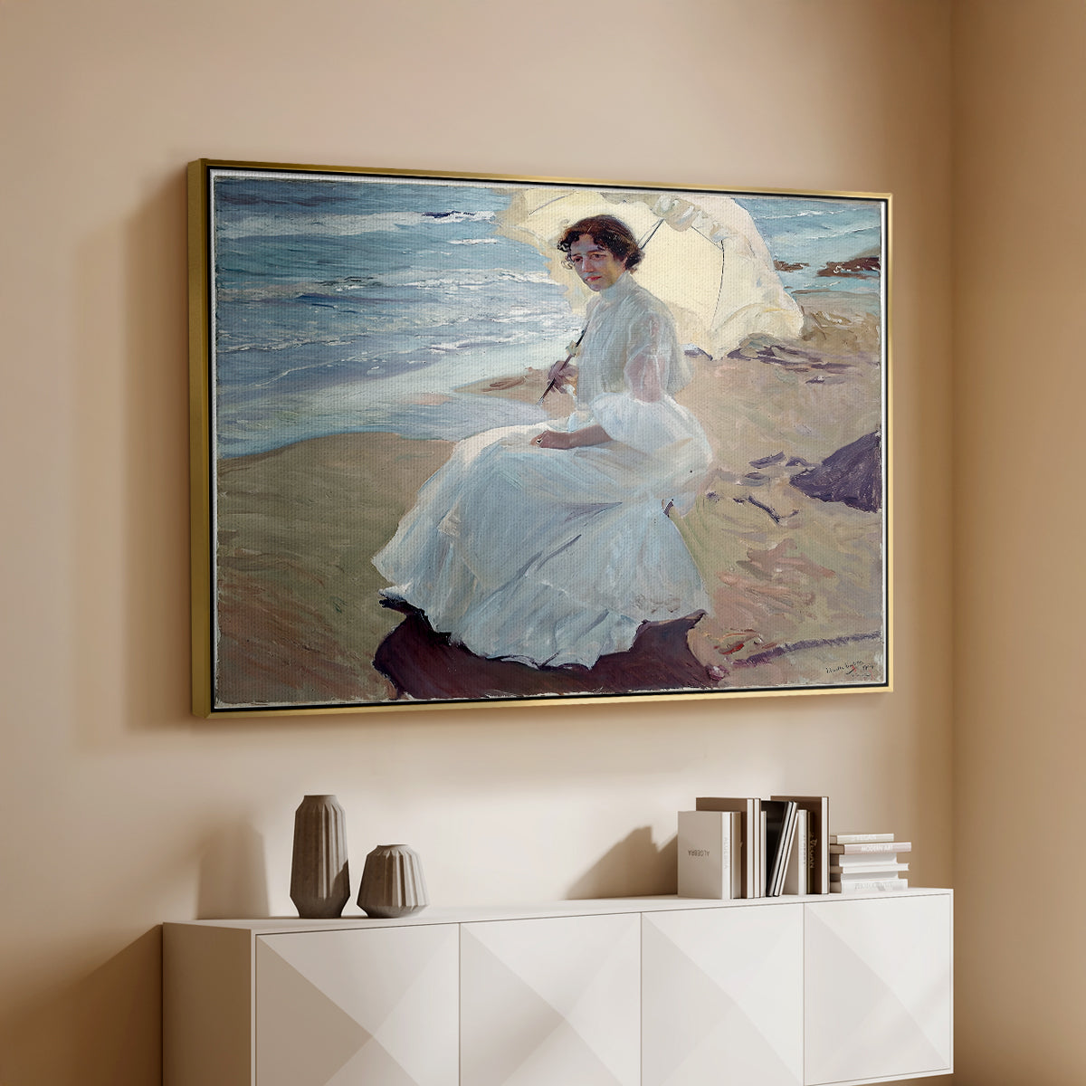 Clotilde on the Beach, 1904 - Floater Framed Canvas Print