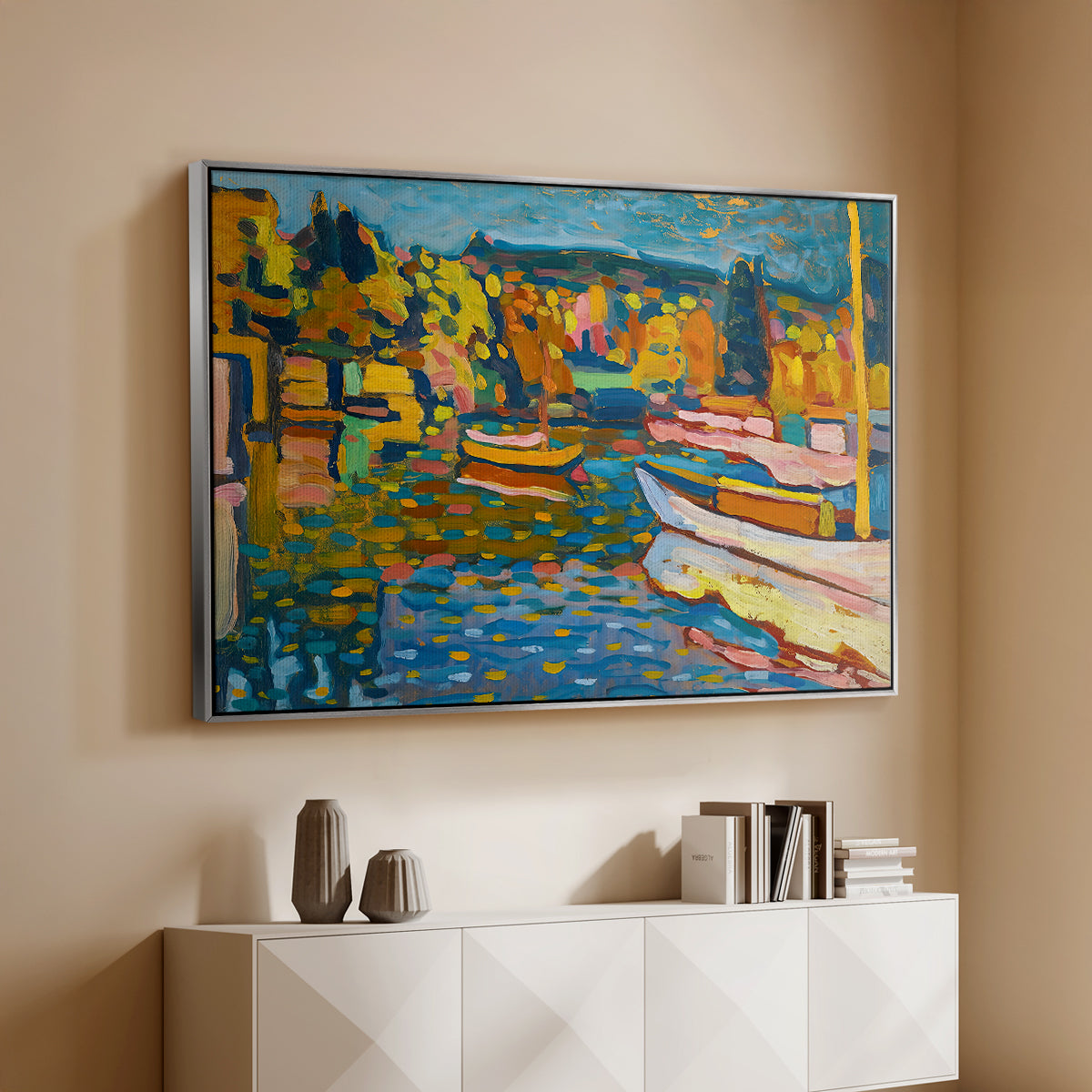 Study for Autumn Landscape with Boats, 1908 - Floater Framed Canvas Print