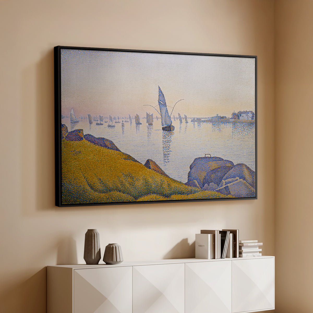 Evening Calm, Concarneau, Opus 220, 1891 - Floater Framed Canvas Print