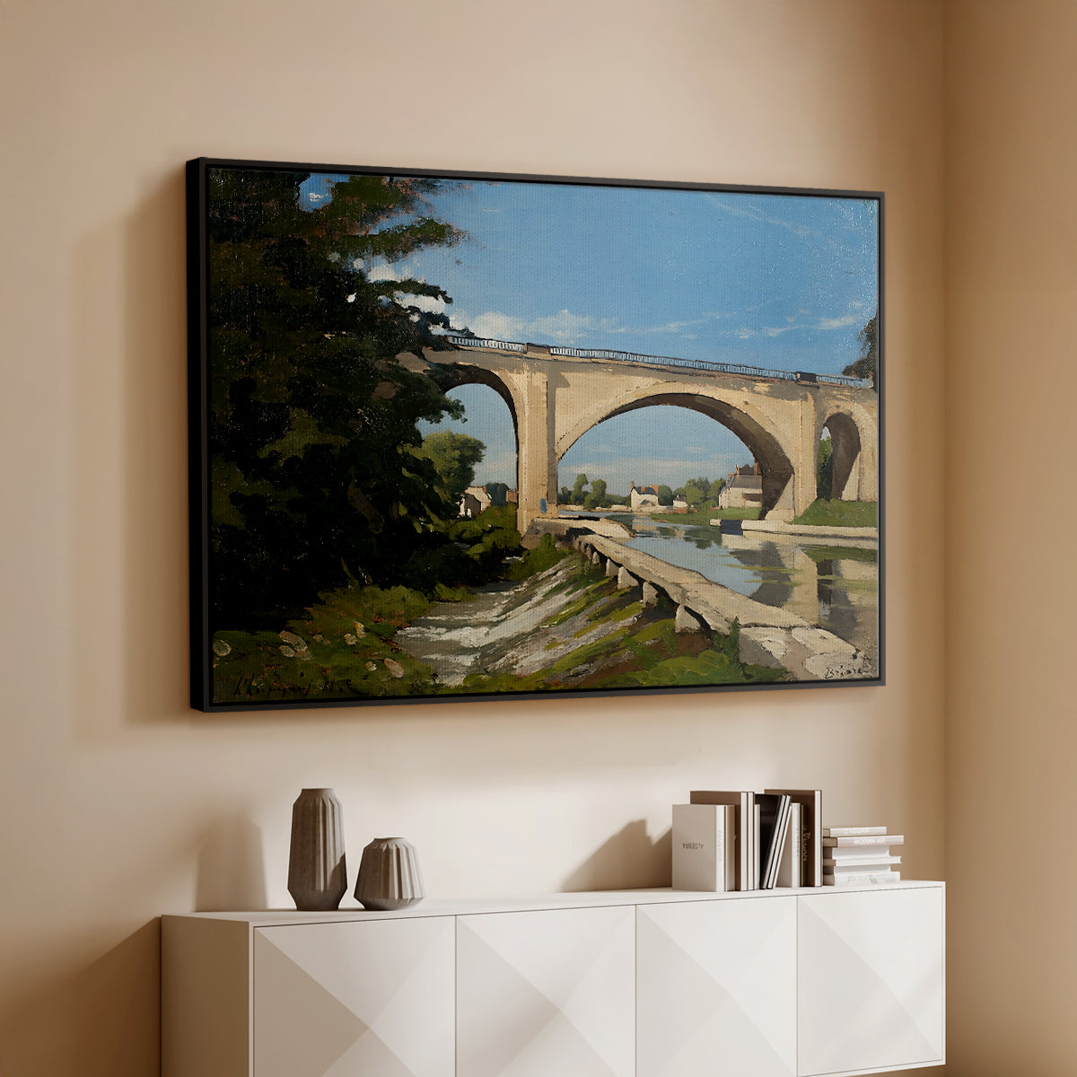 The Railroad Bridge at Briare, 1888 - Floater Framed Canvas Print