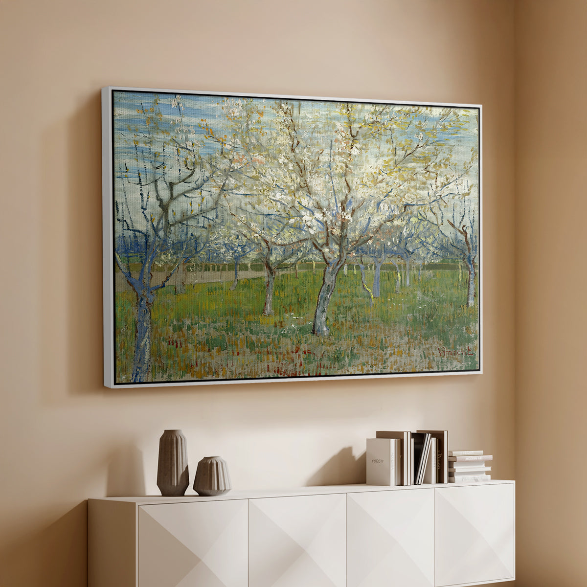 The Pink Orchard, 1888 - Floater Framed Canvas Print