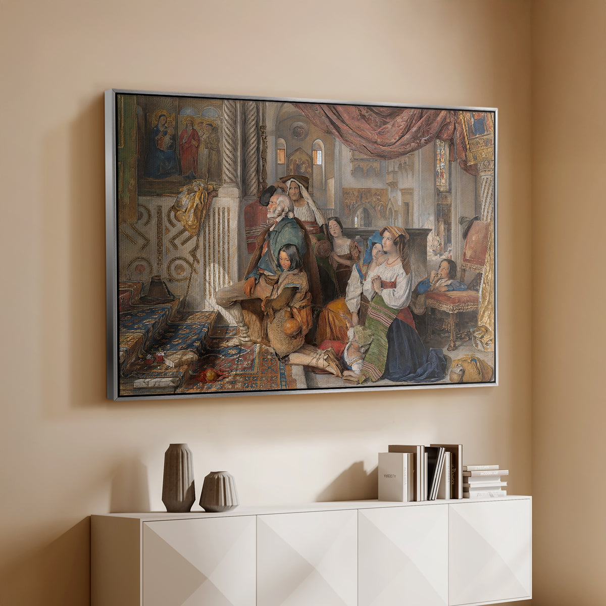 Roman Pilgrims, 1854 - Floater Framed Canvas Print