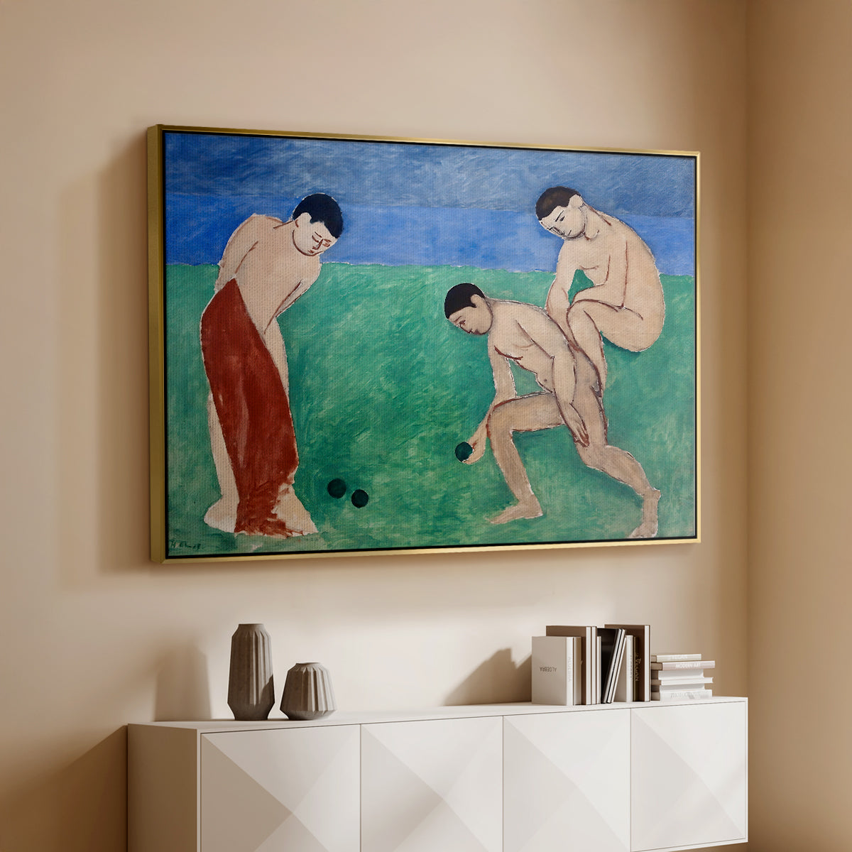 Game of Bowls, 1908 - Floater Framed Canvas Print