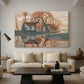 Canvas art print featuring a transitional abstraction, displayed in a spacious living room