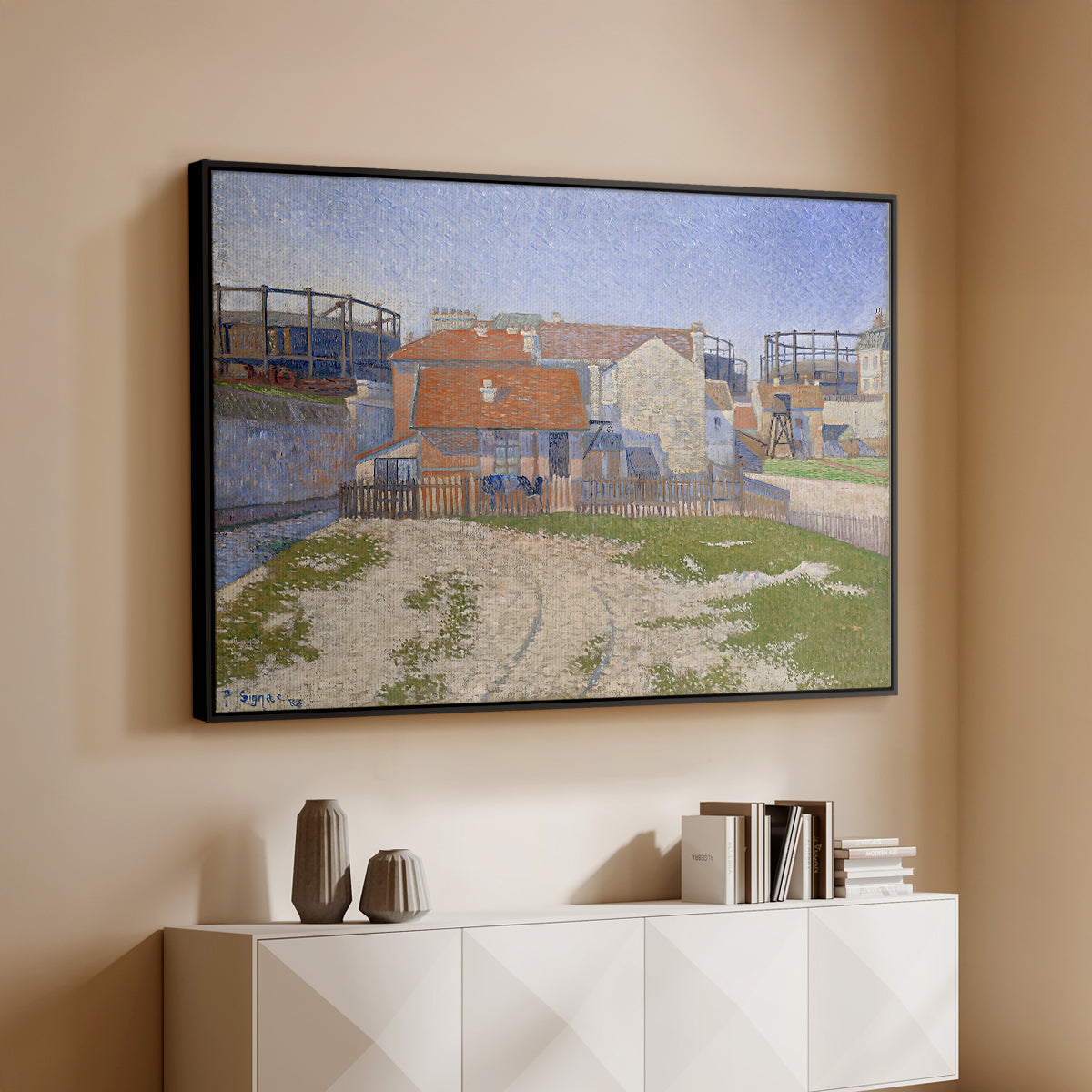Gasometers at Clichy, 1886 - Floater Framed Canvas Print
