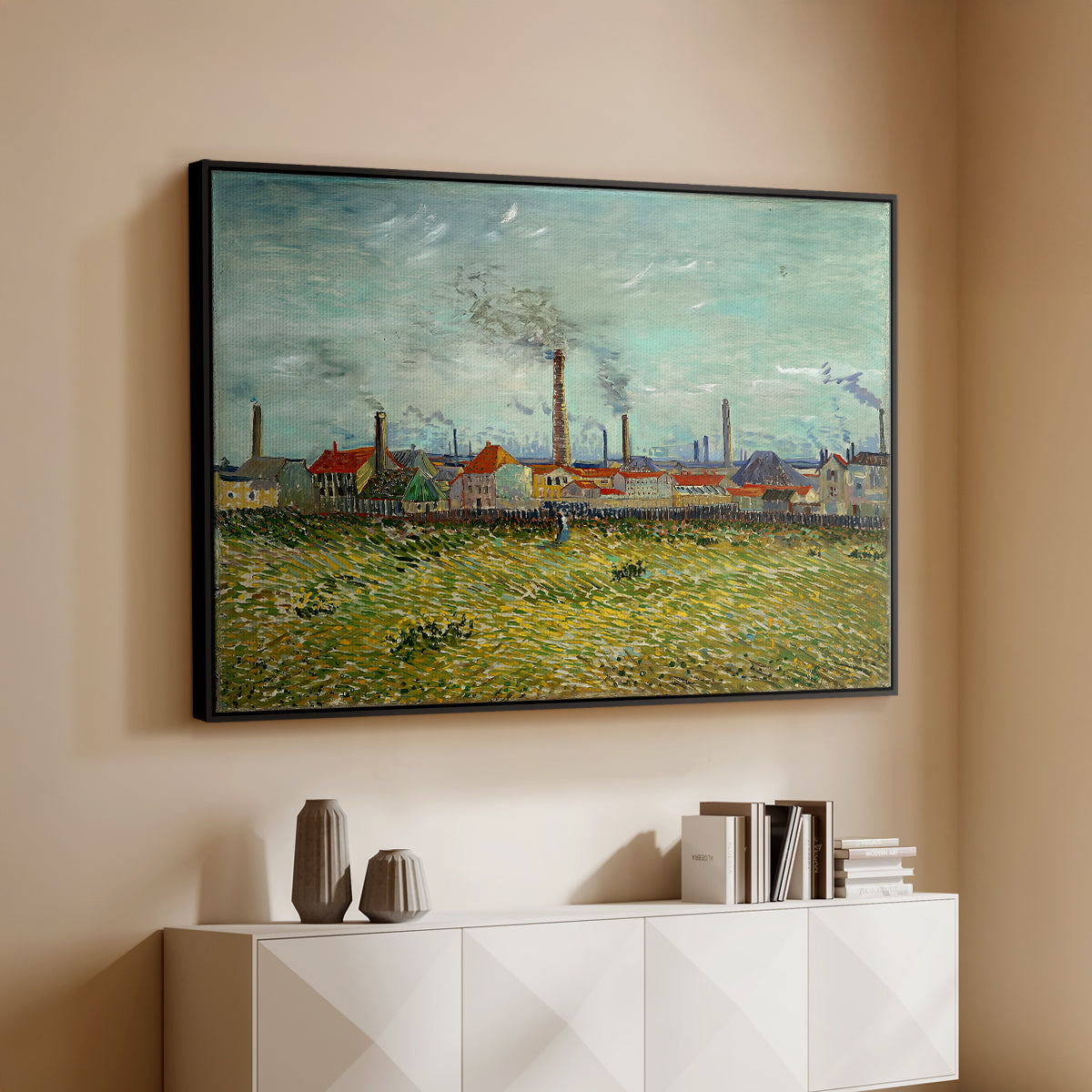 Factories at Clichy, 1887 - Floater Framed Canvas Print