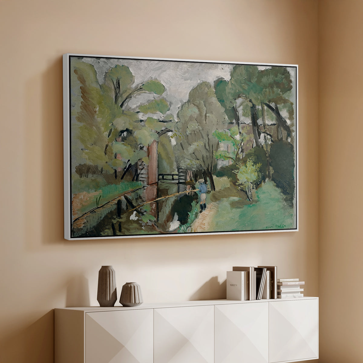 The Little Fisherman, Maintenon, 1918 - Floater Framed Canvas Print