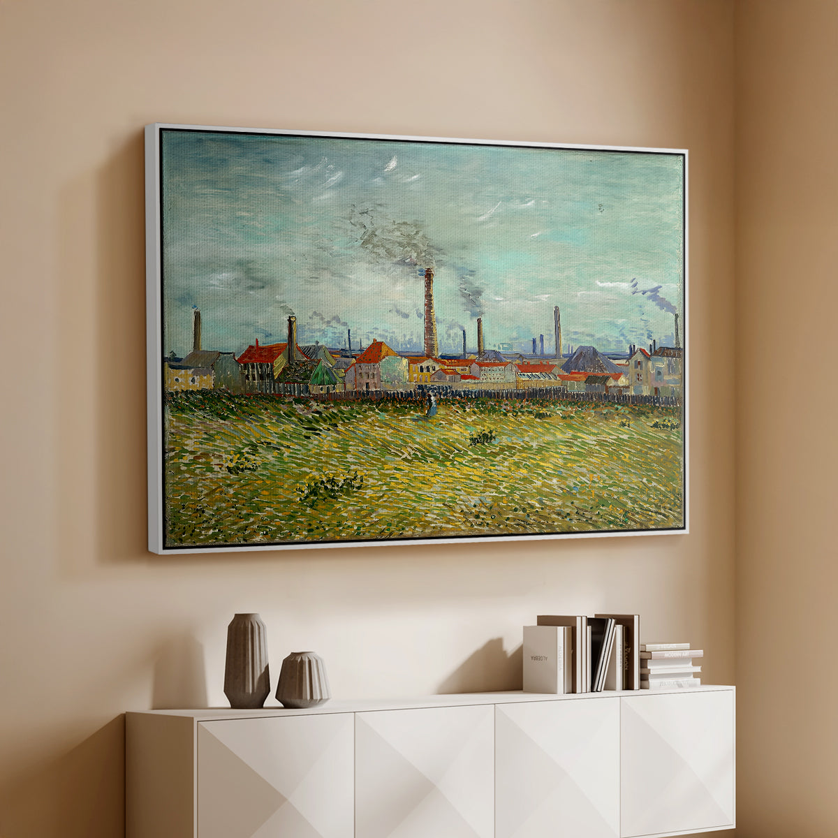 Factories at Clichy, 1887 - Floater Framed Canvas Print