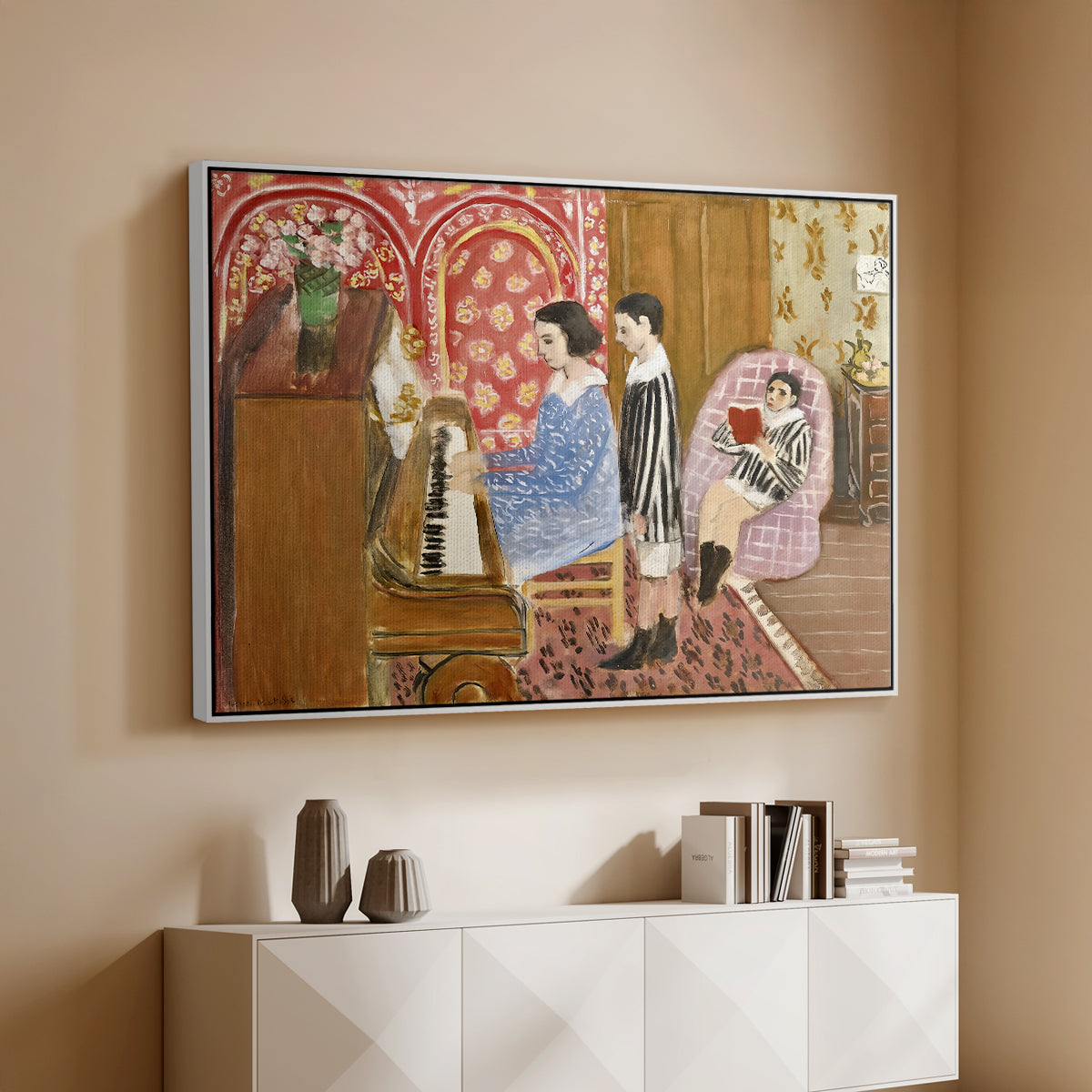The Piano Lesson, 1923 - Floater Framed Canvas Print