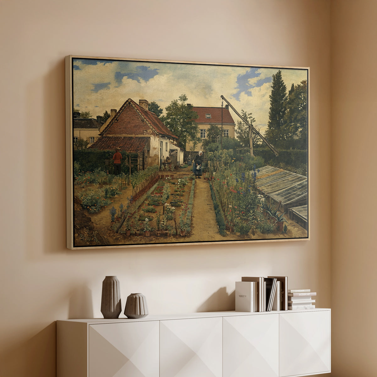 Garden of a Florist (The Flower Garden), 1864 - Floater Framed Canvas Print