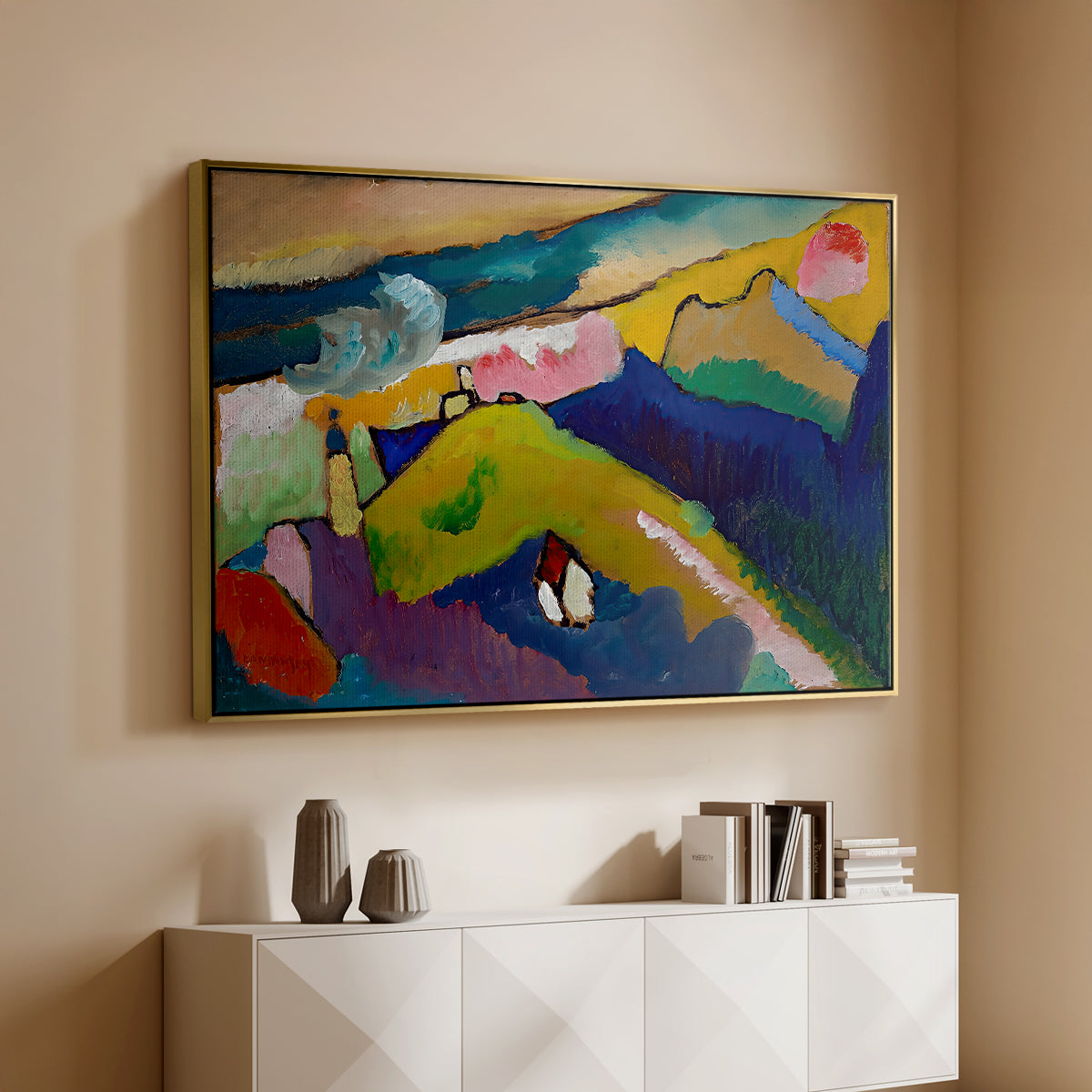 Murnau Mountain Landscape with Church, 1910 - Floater Framed Canvas Print