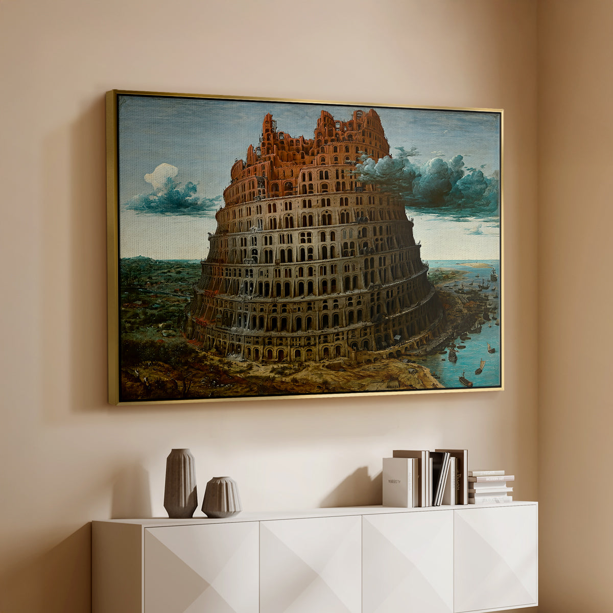 The Tower of Babel, c. 1568 - Floater Framed Canvas Print