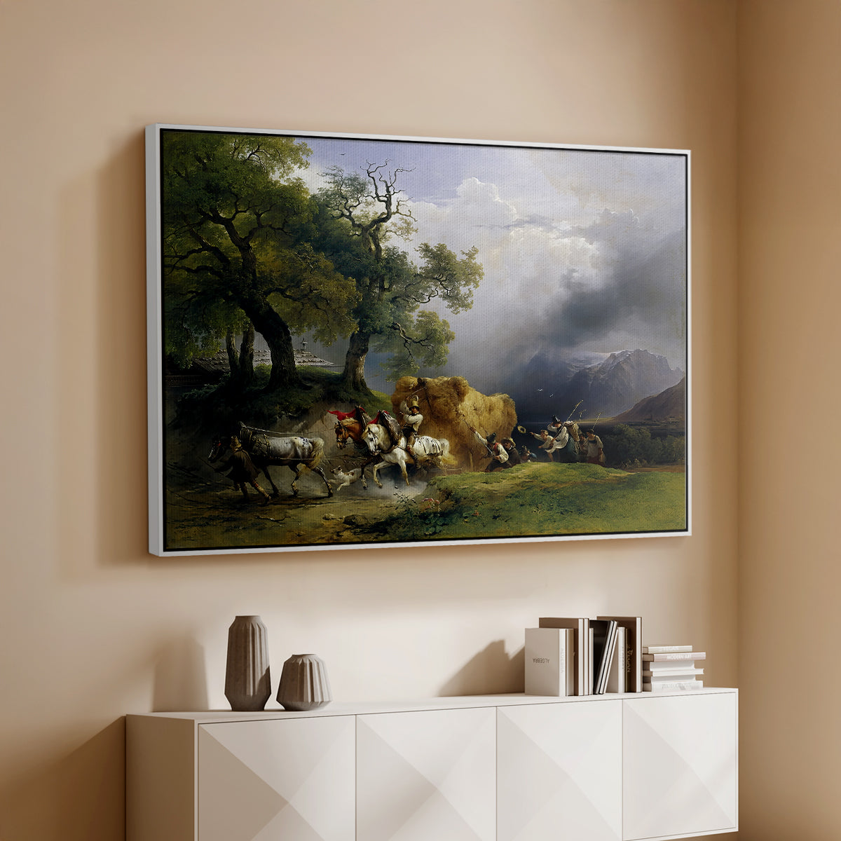 The Harvest Wagon (Der Heuwagen), c. 1850 - Floater Framed Canvas Print