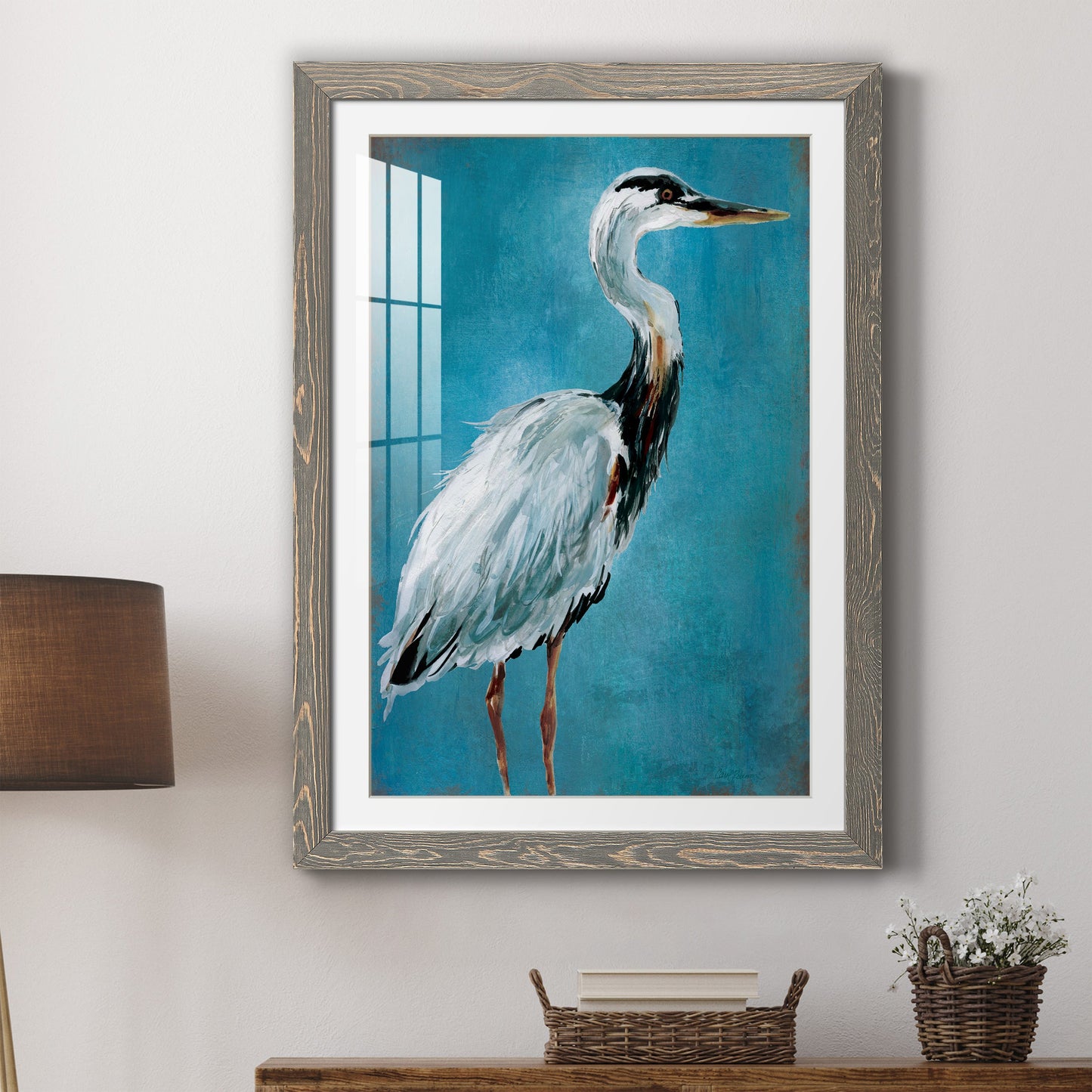 Great Blue Heron I - Premium Framed Print - Distressed Barnwood Frame - Ready to Hang