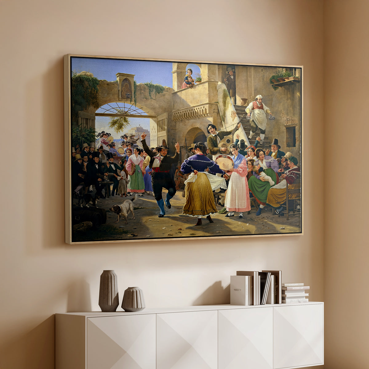 Romans Gathered for Merriment at an Osteria, 1839 - Floater Framed Canvas Print