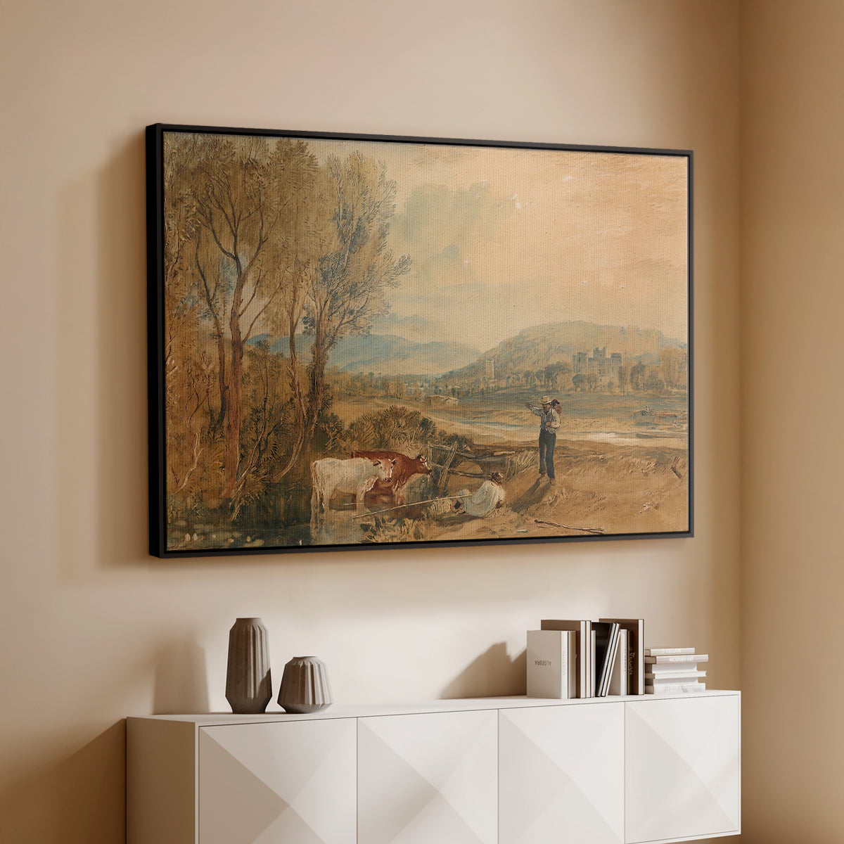 Lulworth Castle, Dorset, c. 1820 - Floater Framed Canvas Print