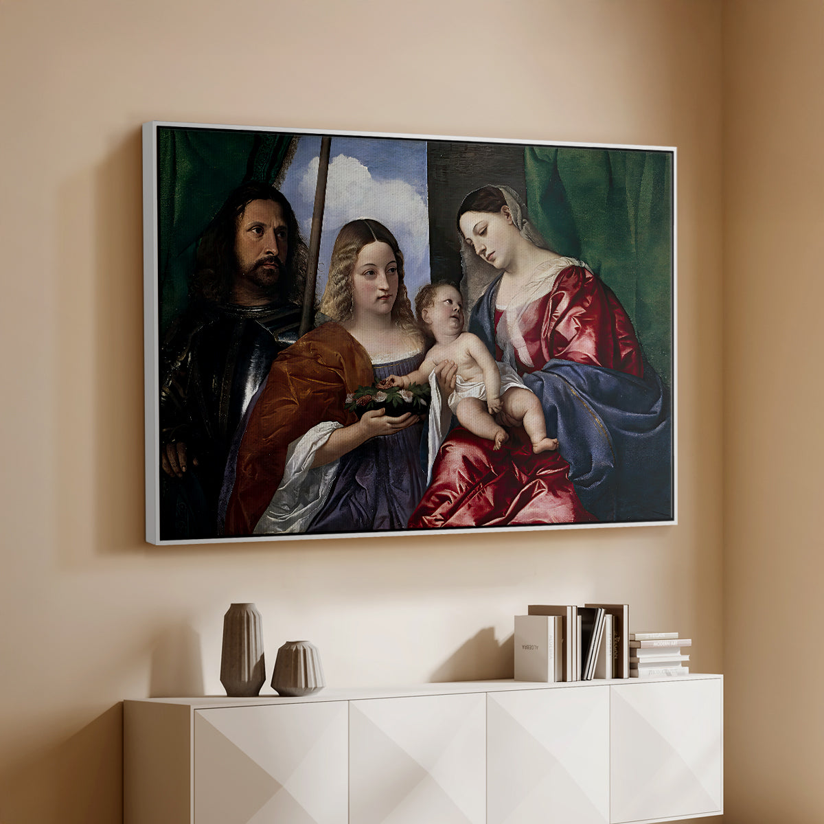 Madonna and Child with Saints Dorothy and George, c. 1516 - Floater Framed Canvas Print