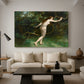 Canvas art print featuring an expressive figure study outdoors, displayed in a spacious living room