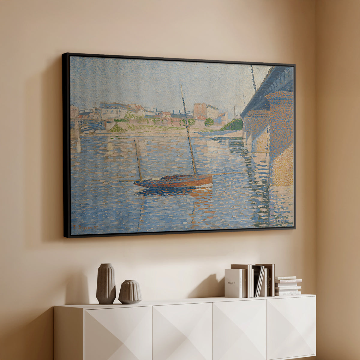 Le Clipper, Asnières, 1887 - Floater Framed Canvas Print