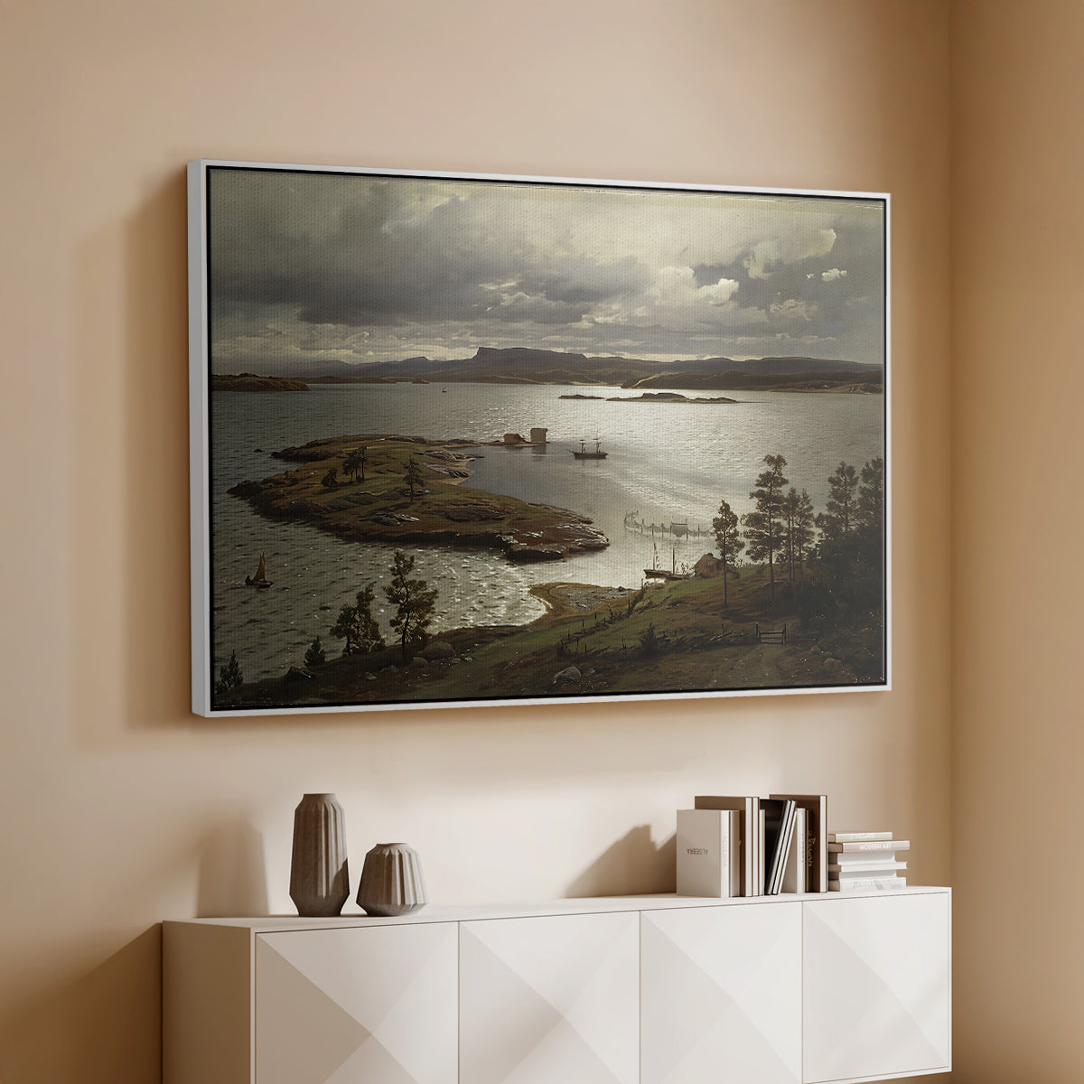 The Fjord at Sandviken (Sandviksfjorden), 1879 - Floater Framed Canvas Print