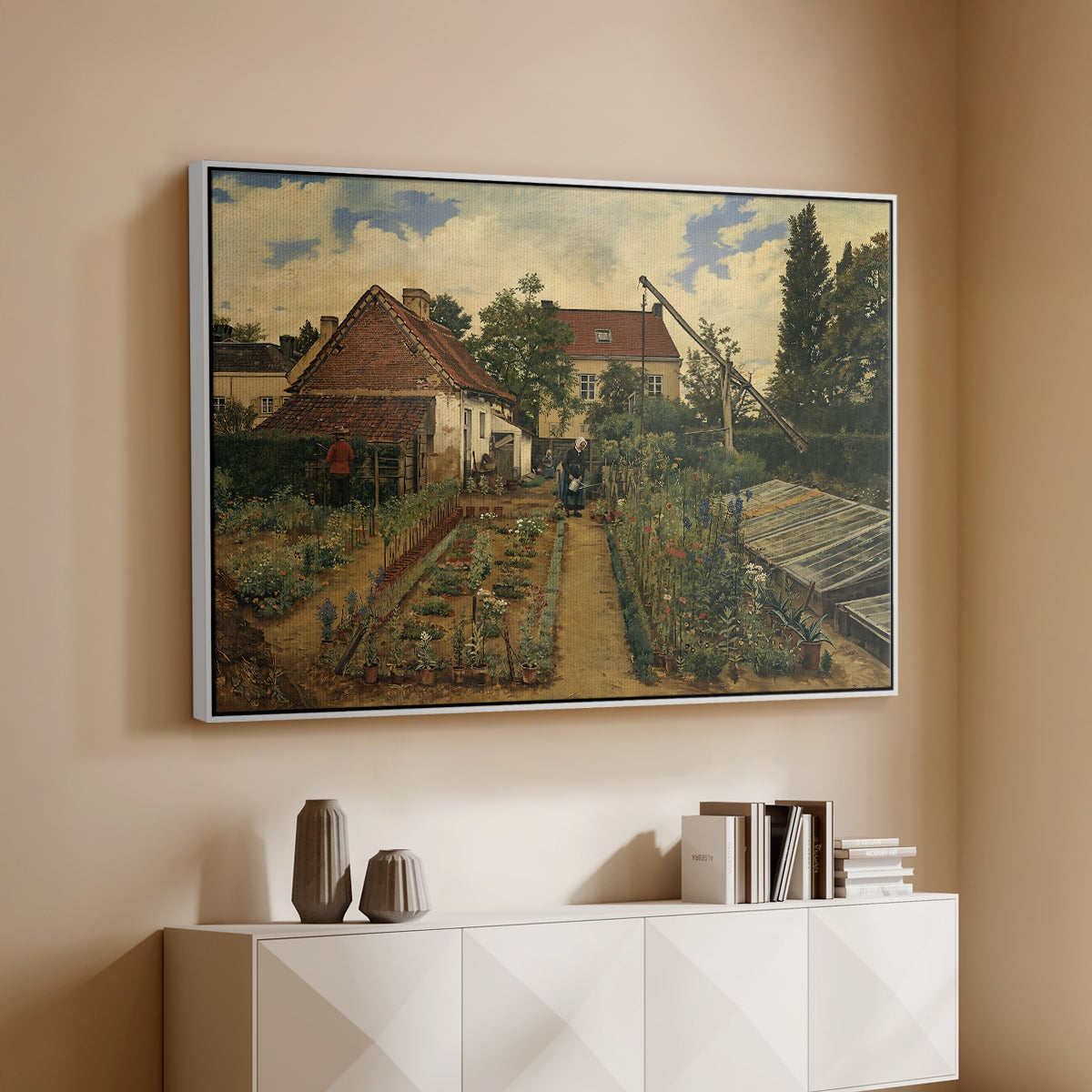 Garden of a Florist (The Flower Garden), 1864 - Floater Framed Canvas Print