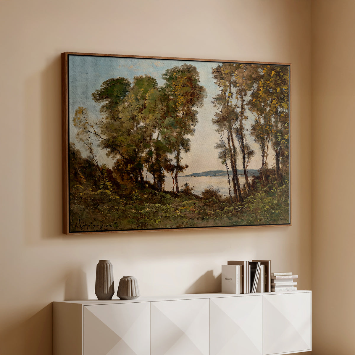 The Banks of the Allier, 1894 - Floater Framed Canvas Print