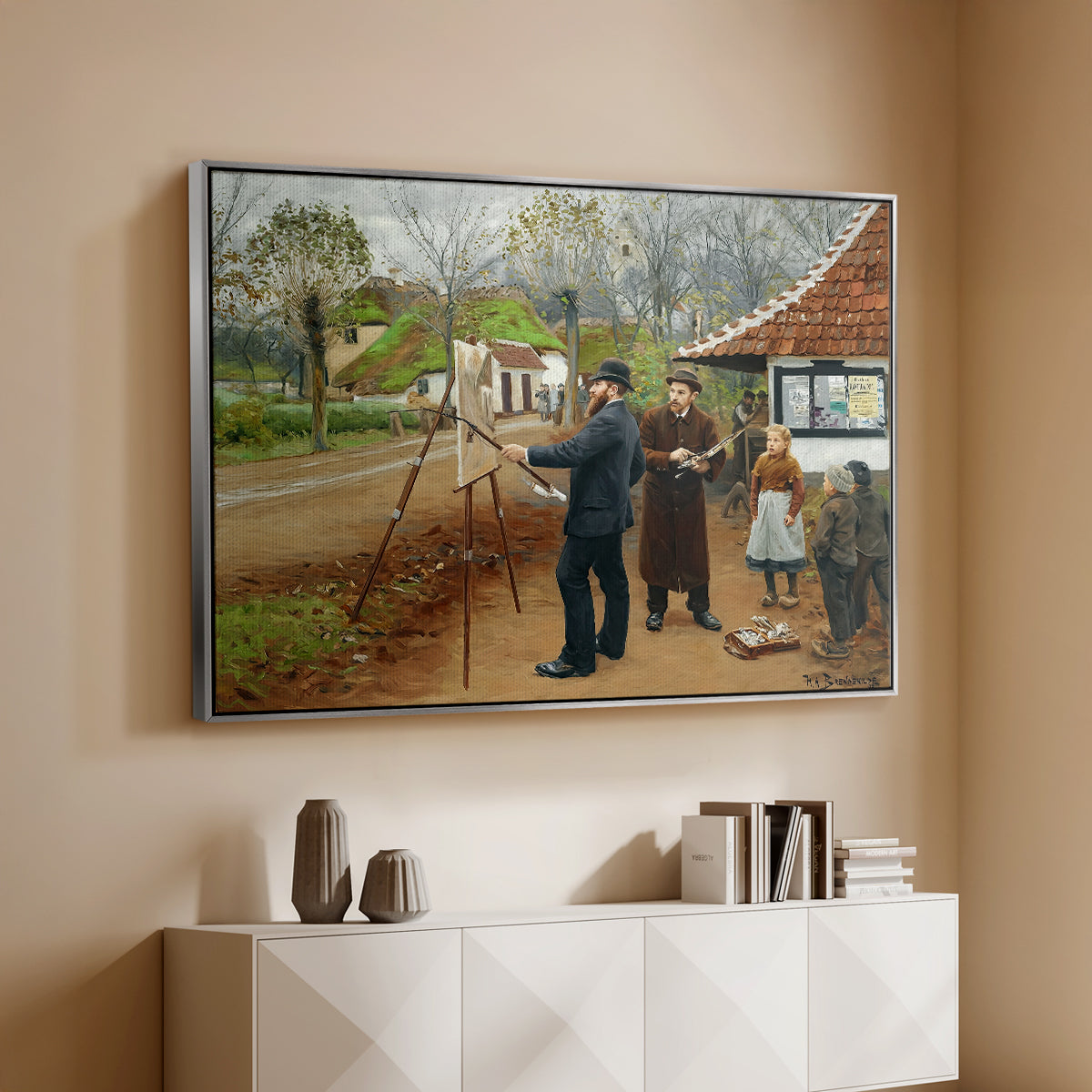 L. A. Ring Painting near Aasum Smithy, 1893 - Floater Framed Canvas Print