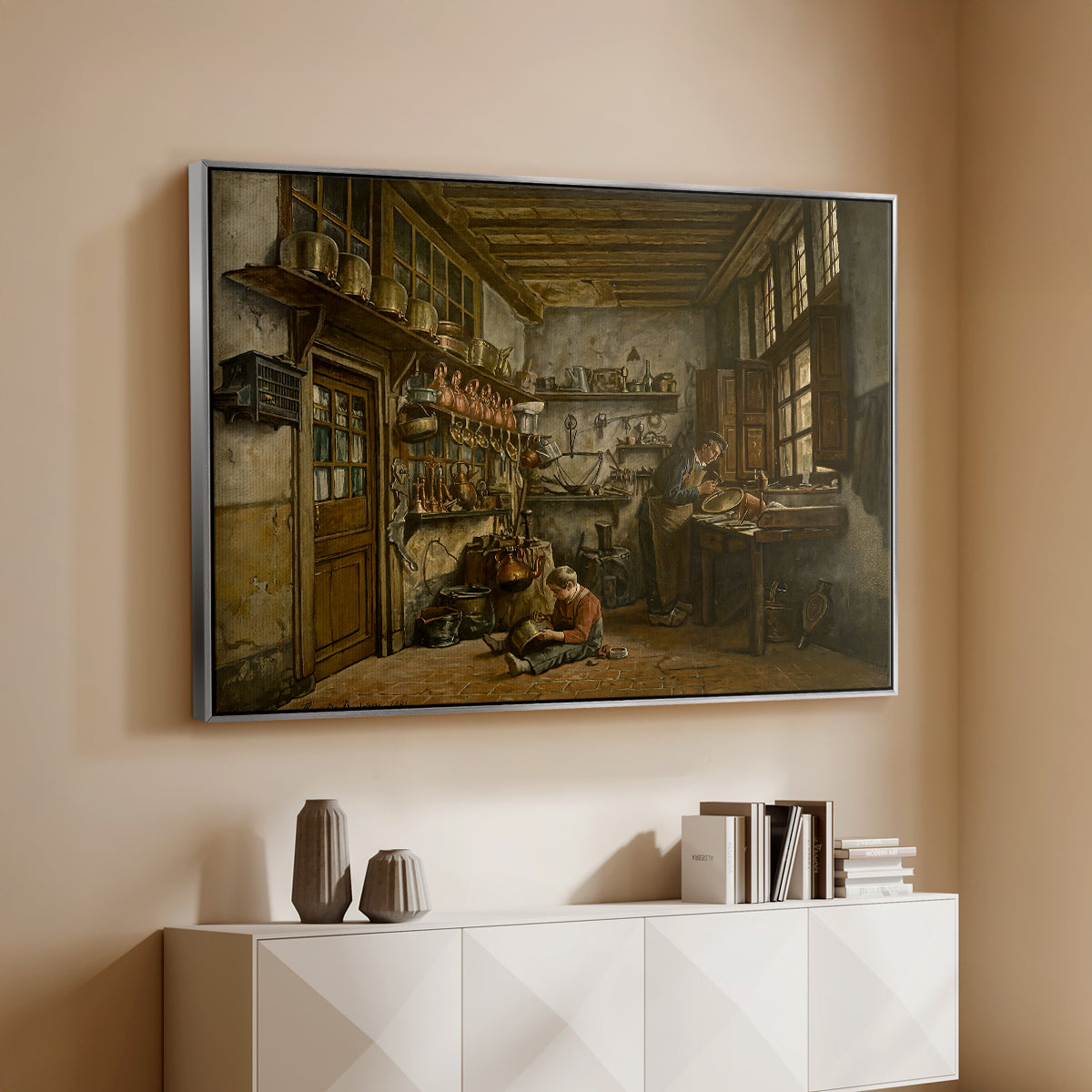 The Tinker, 1861 - Floater Framed Canvas Print