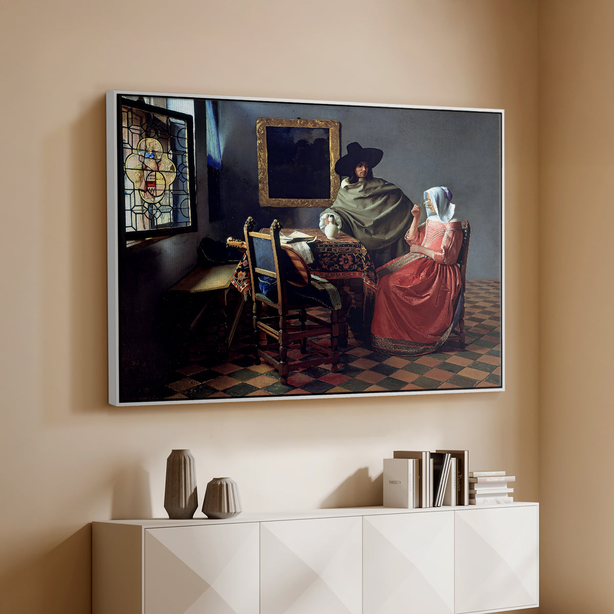 The Glass of Wine, c. 1660 - Floater Framed Canvas Print