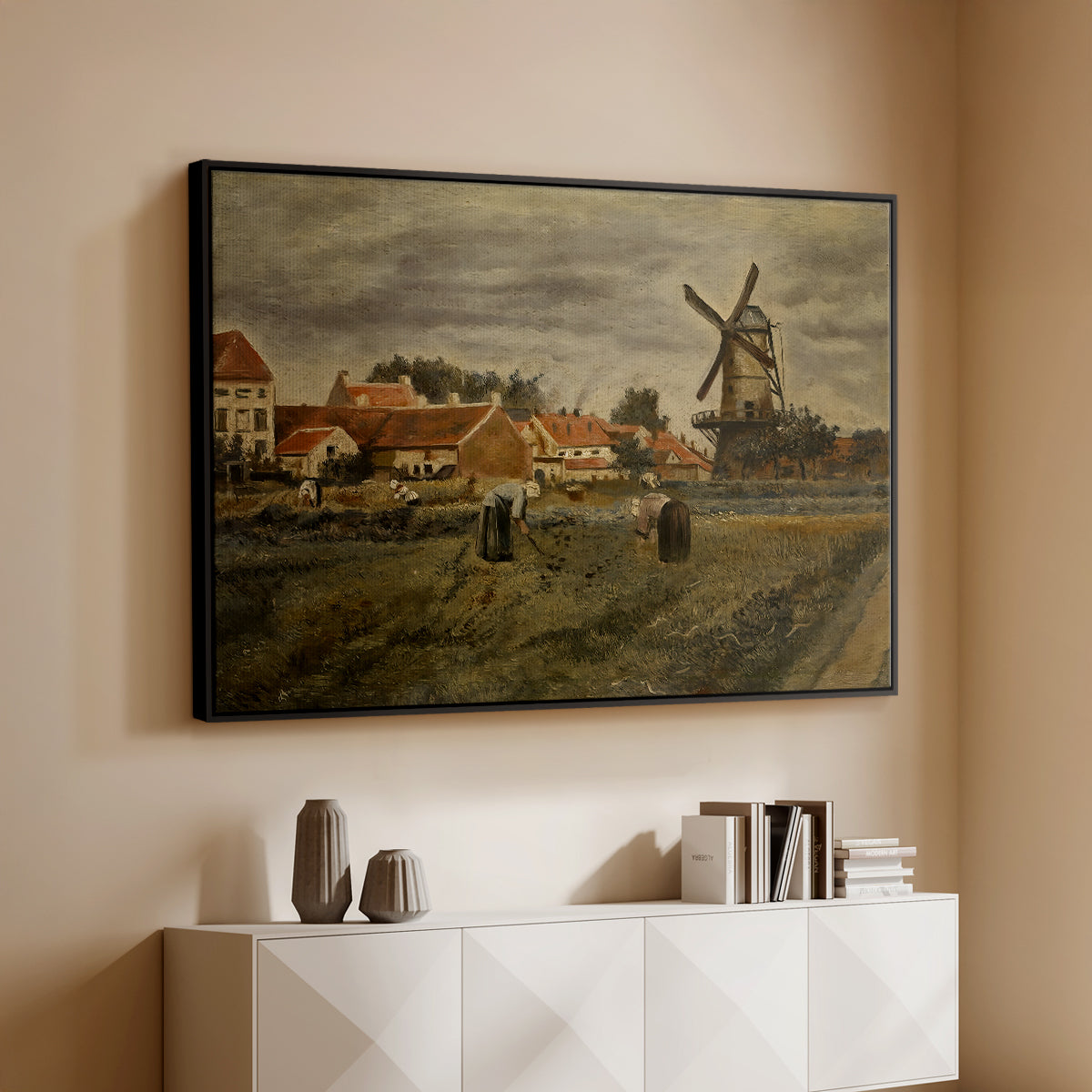 The Potato Harvest, c. 1875 - Floater Framed Canvas Print