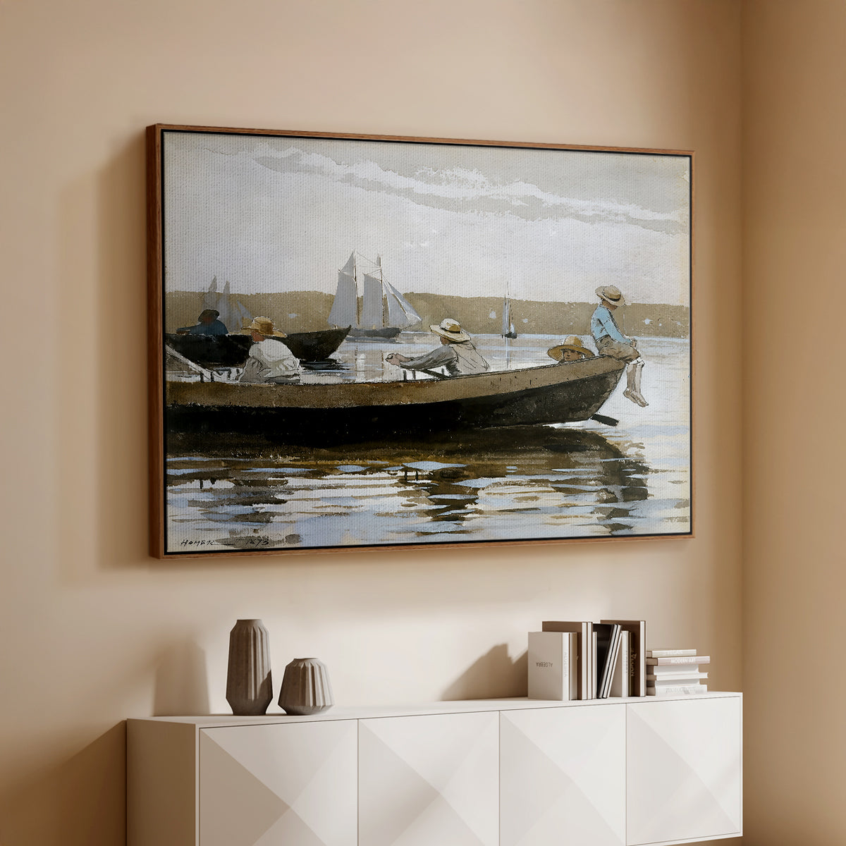 Boys in a Dory, 1873 - Floater Framed Canvas Print