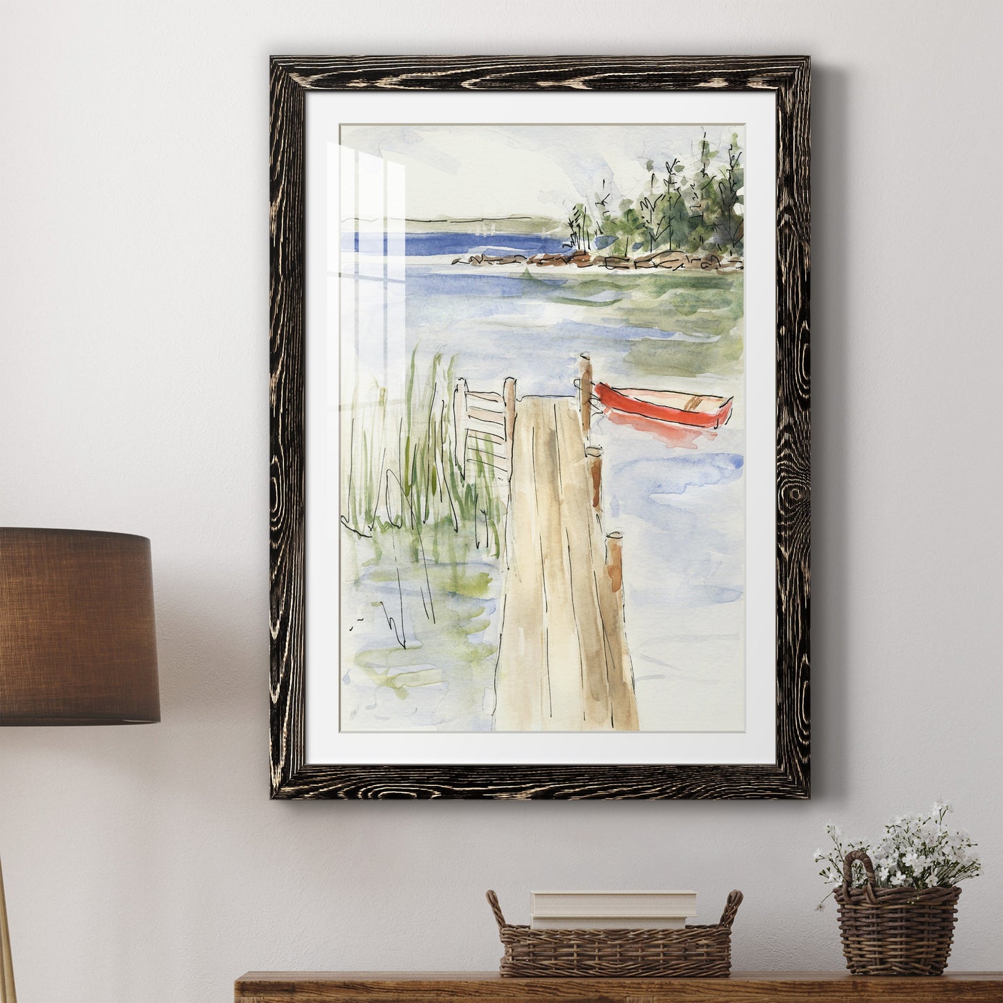 Sketchy Pier - Barnwood Framed Art Print