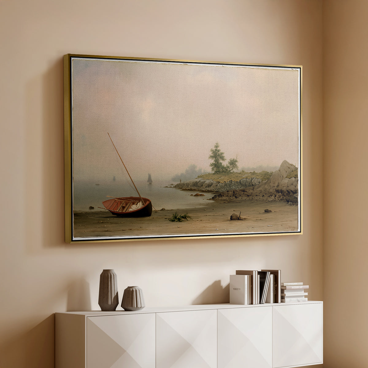 The Stranded Boat, 1863 - Floater Framed Canvas Print