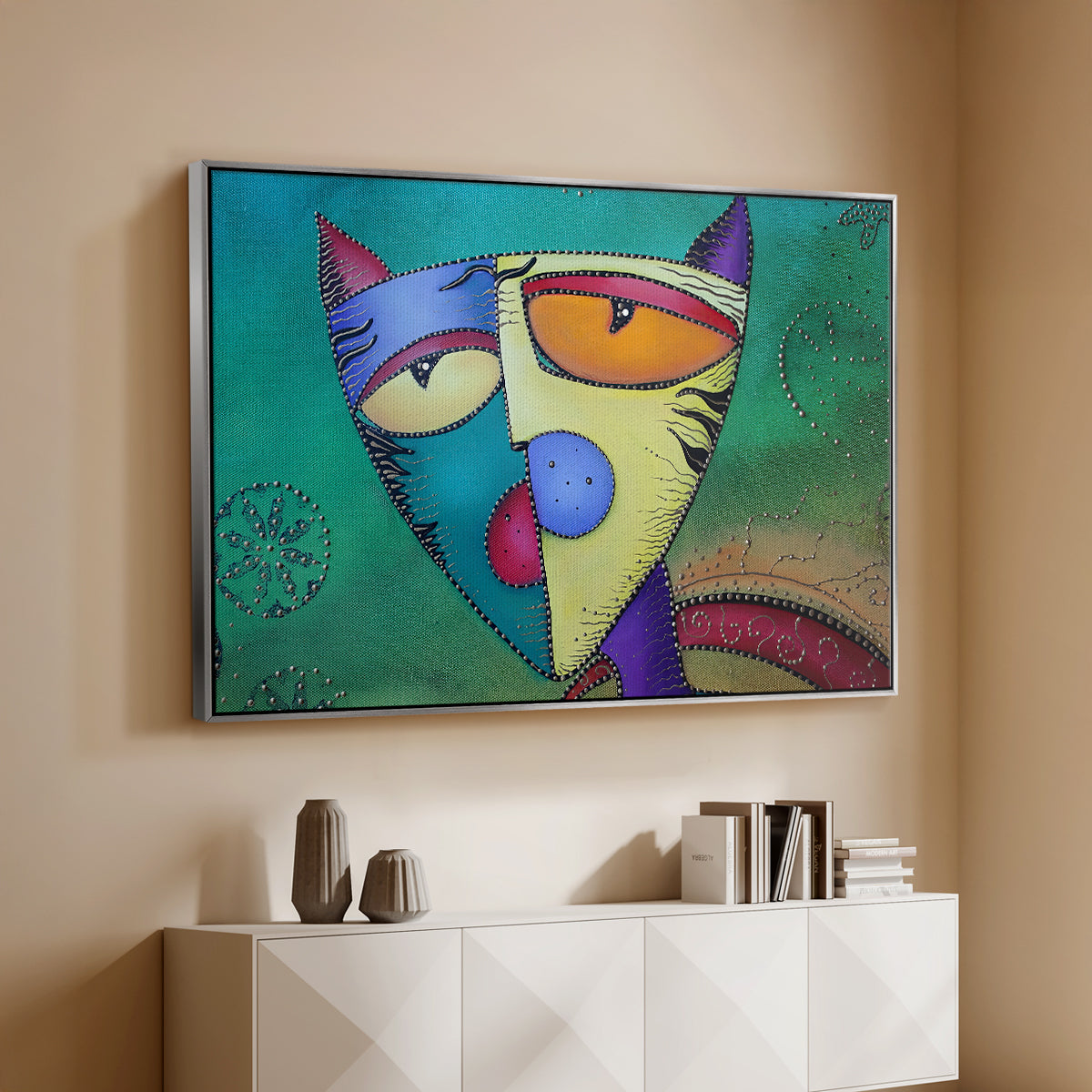 Celestial Cat - Floater Framed Canvas Print