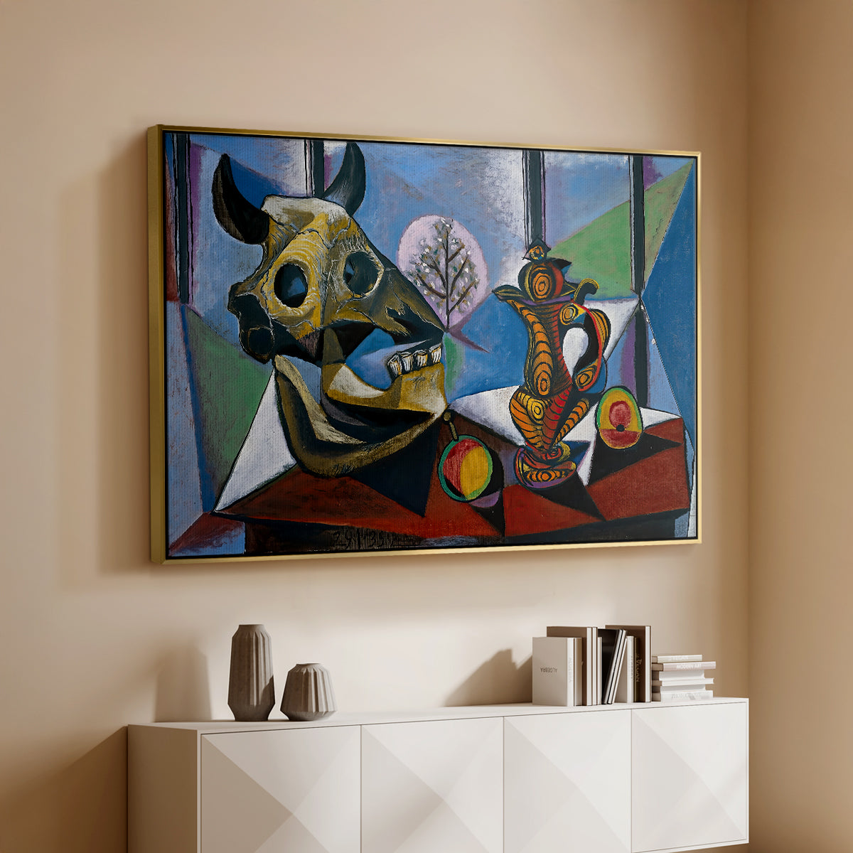 Still Life with Bull's Skull, 1939 - Floater Framed Canvas Print