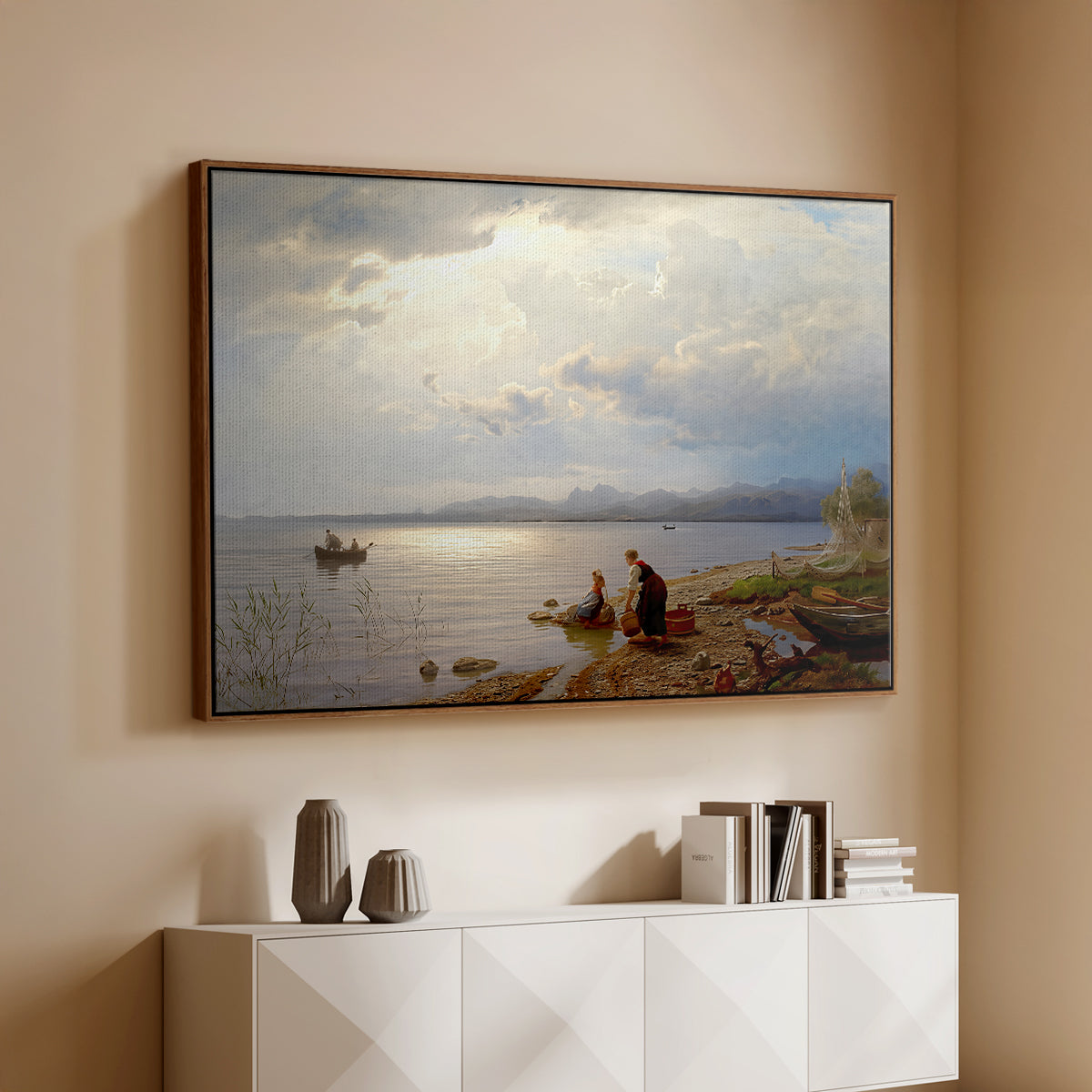On the Banks of the Chiemsee, 1871 - Floater Framed Canvas Print