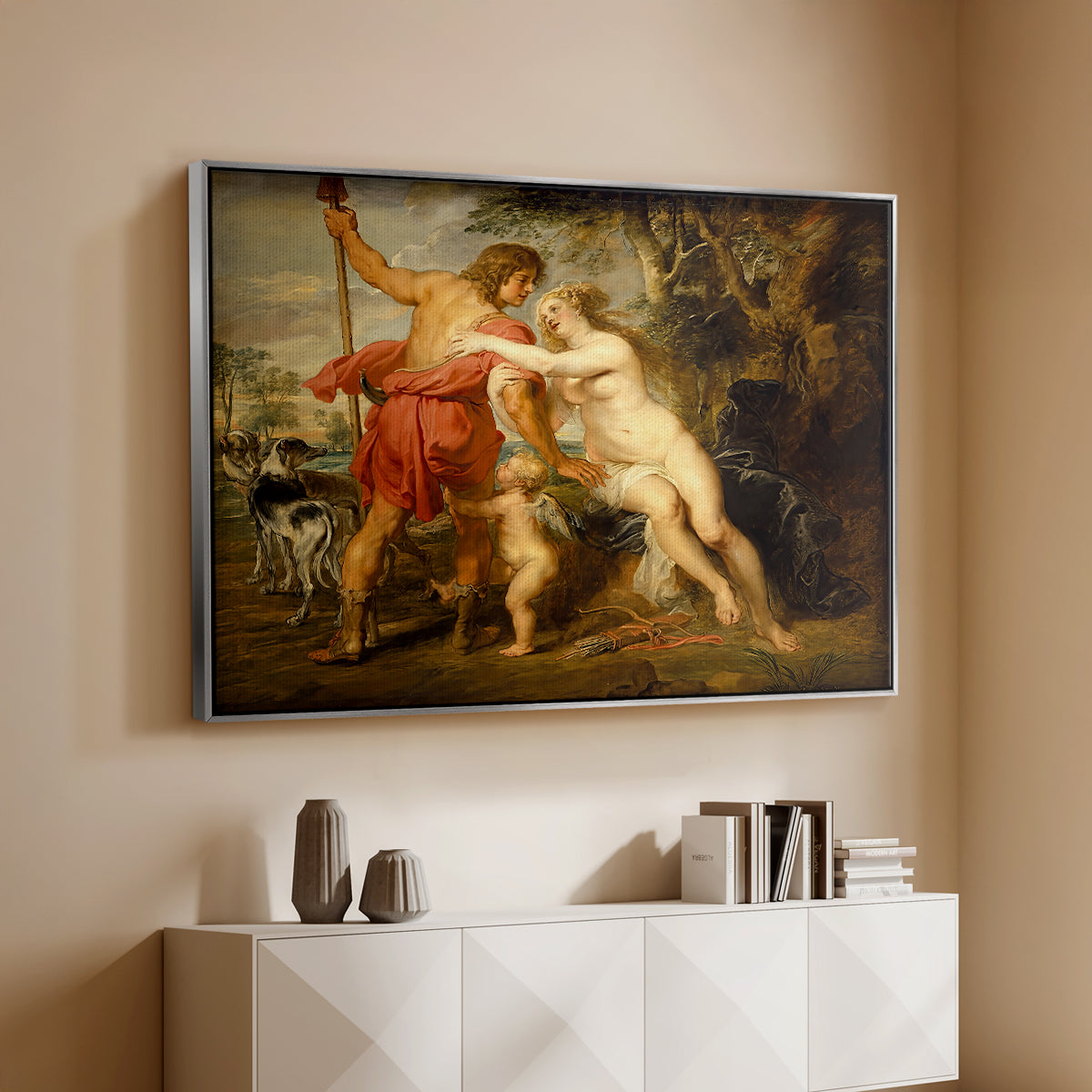 Venus and Adonis, c. 1635 - Floater Framed Canvas Print