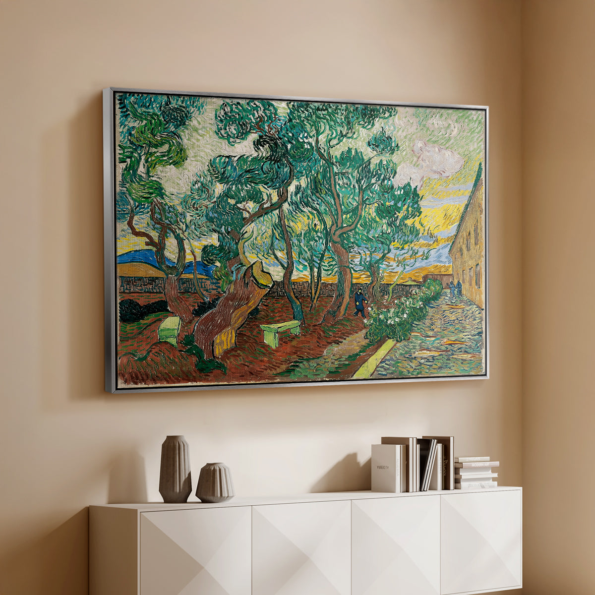 The Garden of Saint-Paul Hospital, 1889 - Floater Framed Canvas Print