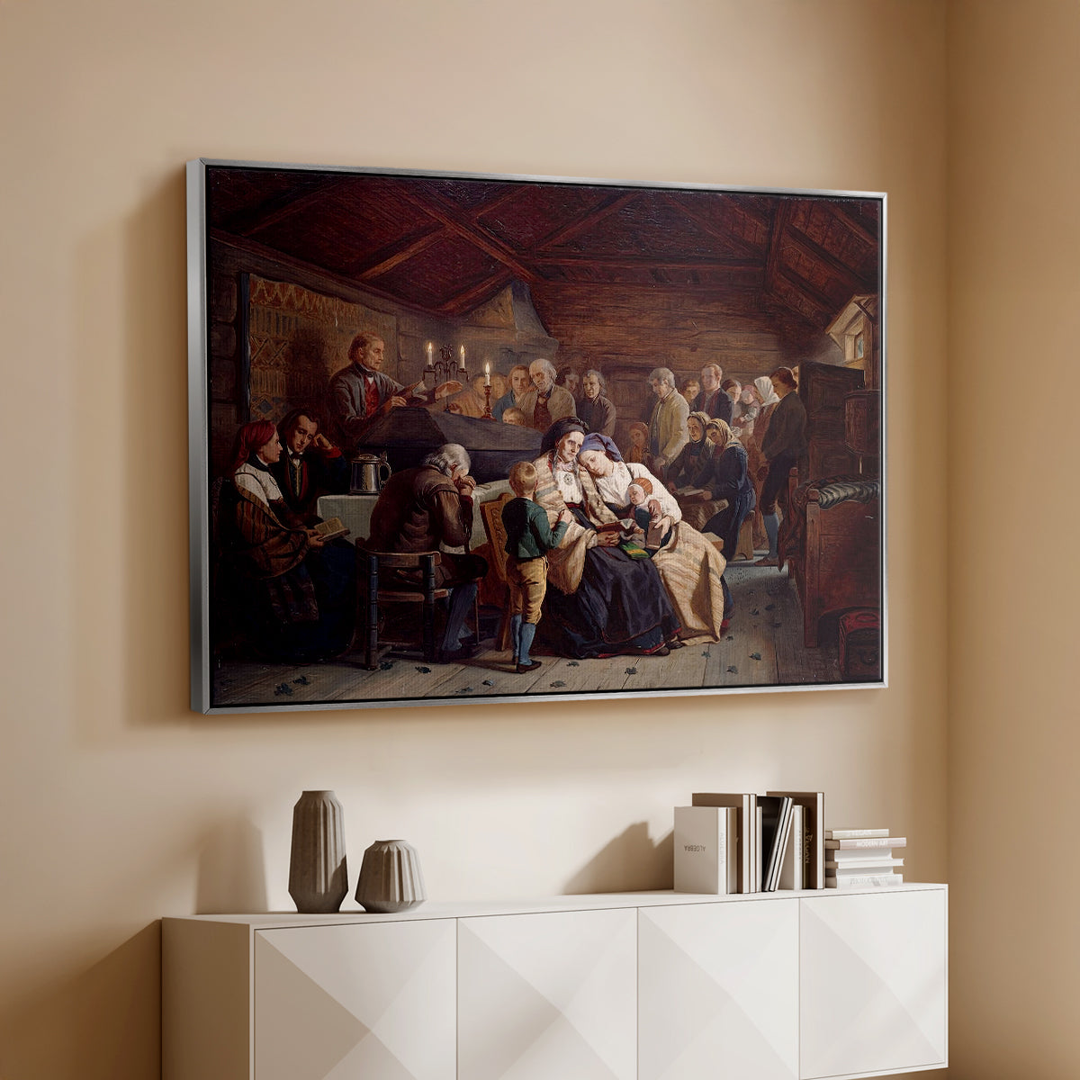 Funeral Feast, 1854 - Floater Framed Canvas Print