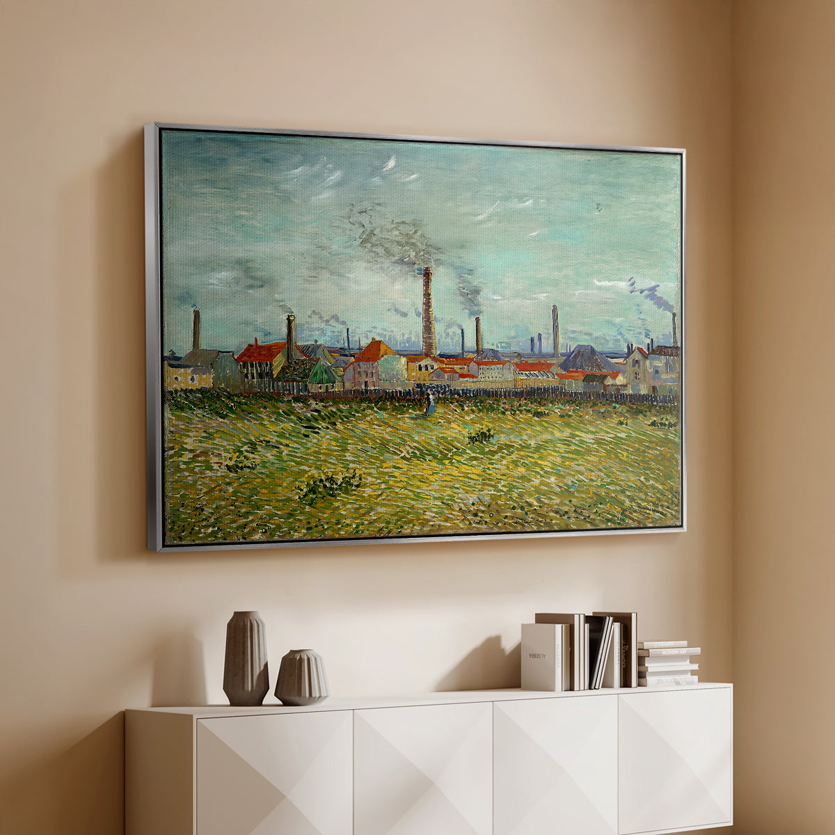 Factories at Clichy, 1887 - Floater Framed Canvas Print