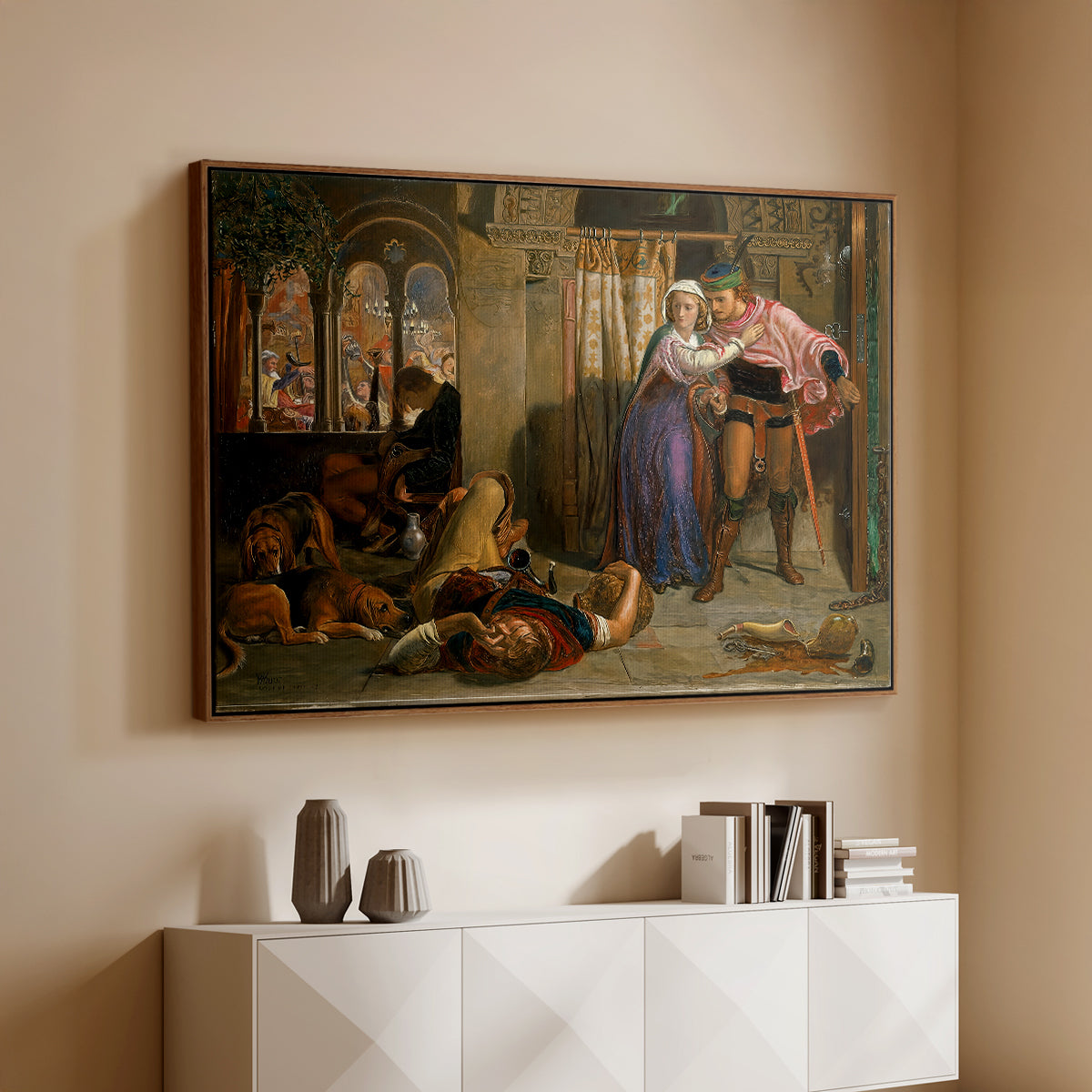 The Flight of Madeline and Porphyro, 1848 - Floater Framed Canvas Print
